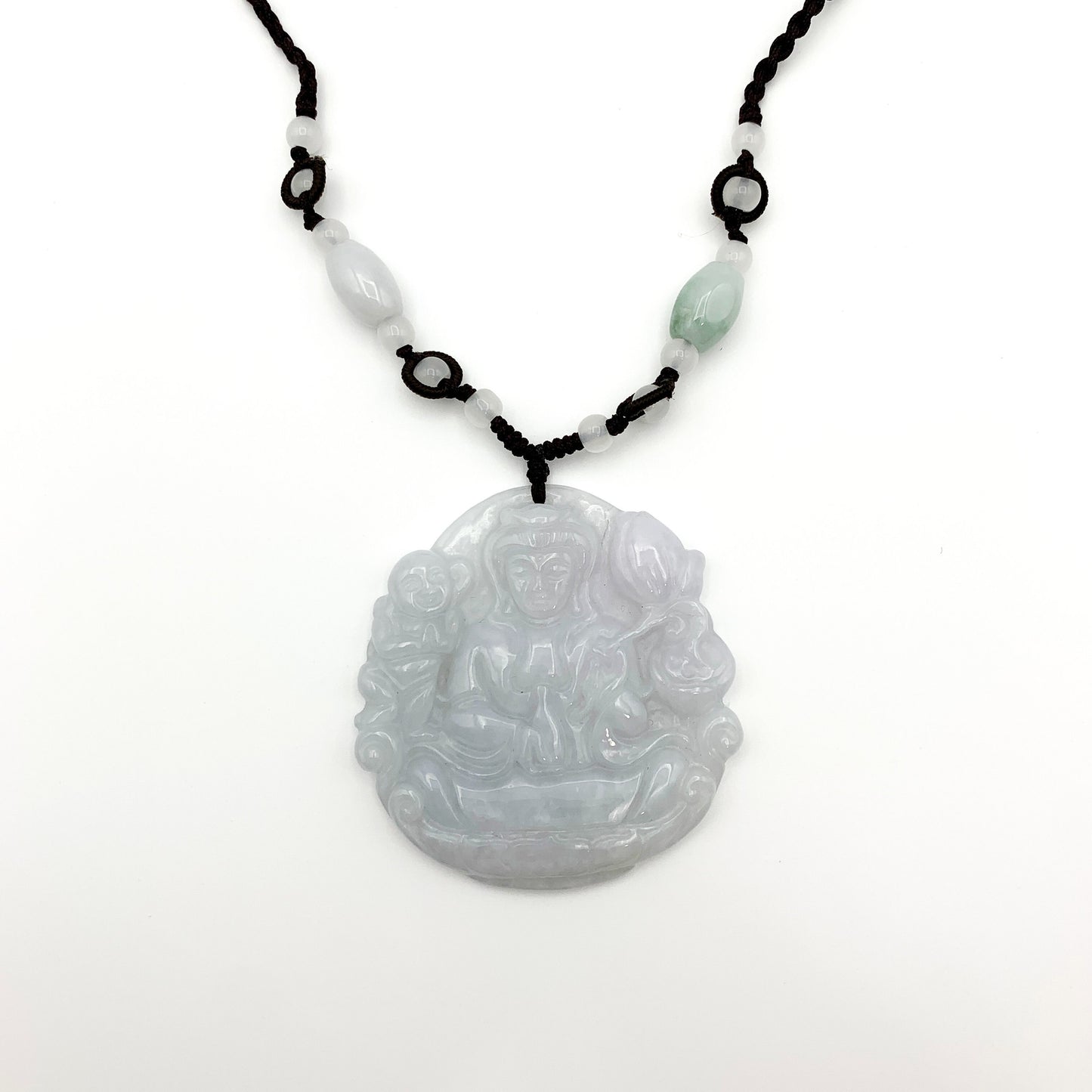 Large Jadeite Jade Guan Yin Avalokiteshvara Carved Pendant, YW-0110-1646675866 - AriaDesignCollection