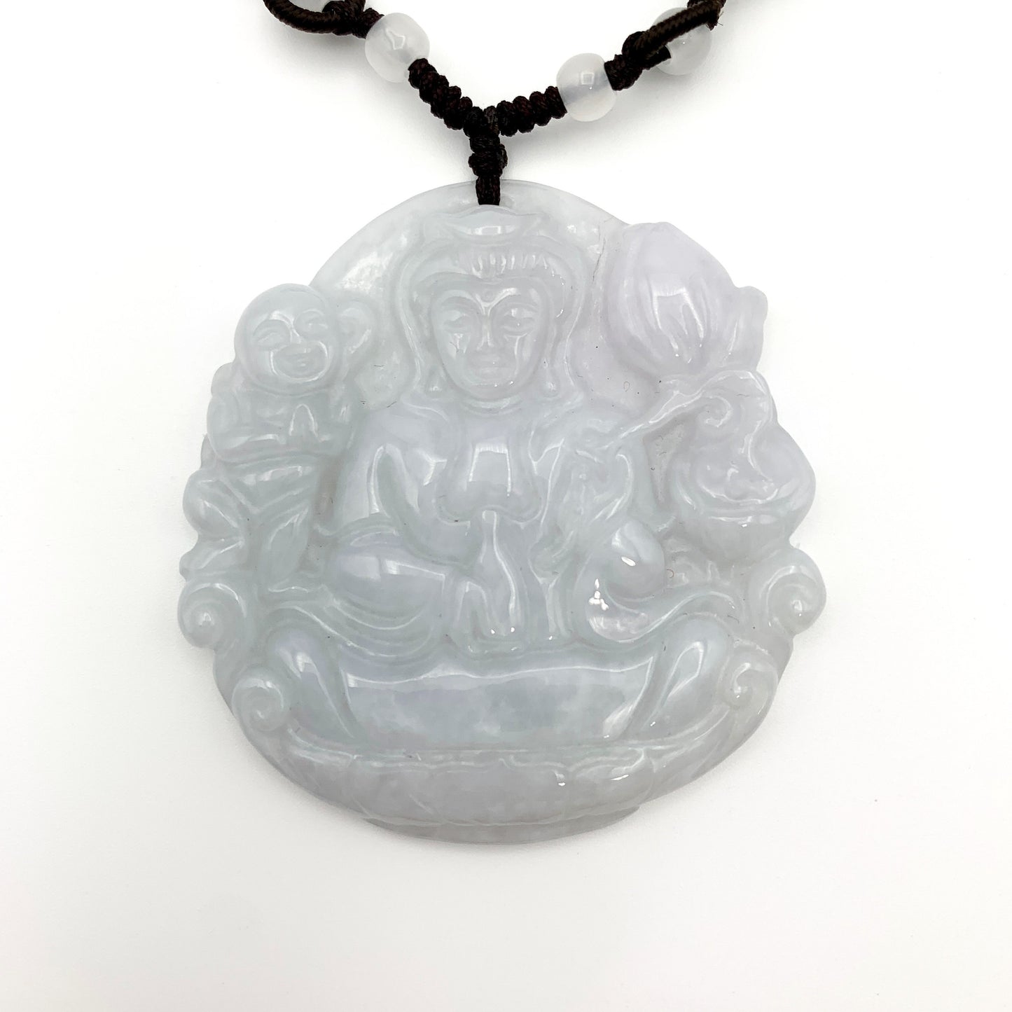 Large Jadeite Jade Guan Yin Avalokiteshvara Carved Pendant, YW-0110-1646675866 - AriaDesignCollection