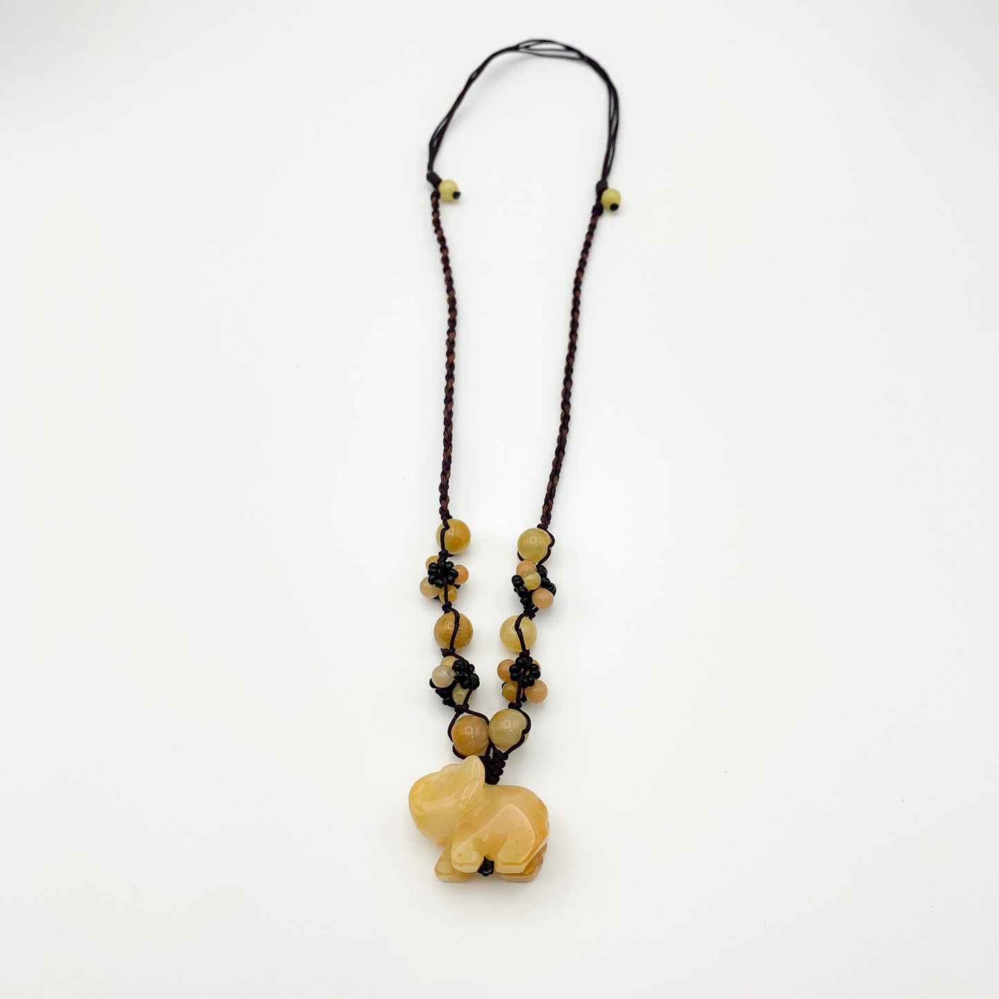 Yellow Jade Elephant Carved Necklace, YW-0110-1646608140 - AriaDesignCollection