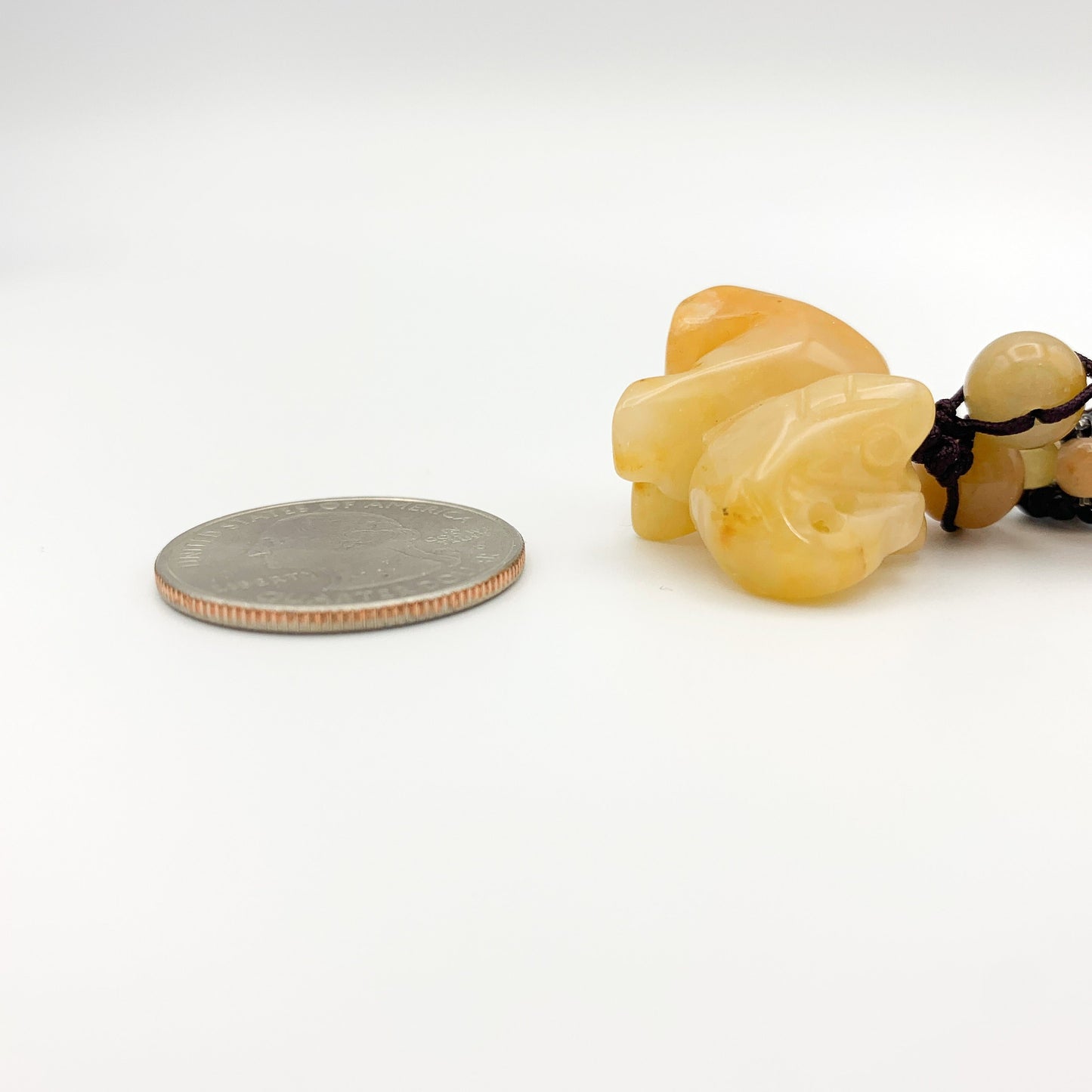 Yellow Jade Elephant Carved Necklace, YW-0110-1646608140 - AriaDesignCollection