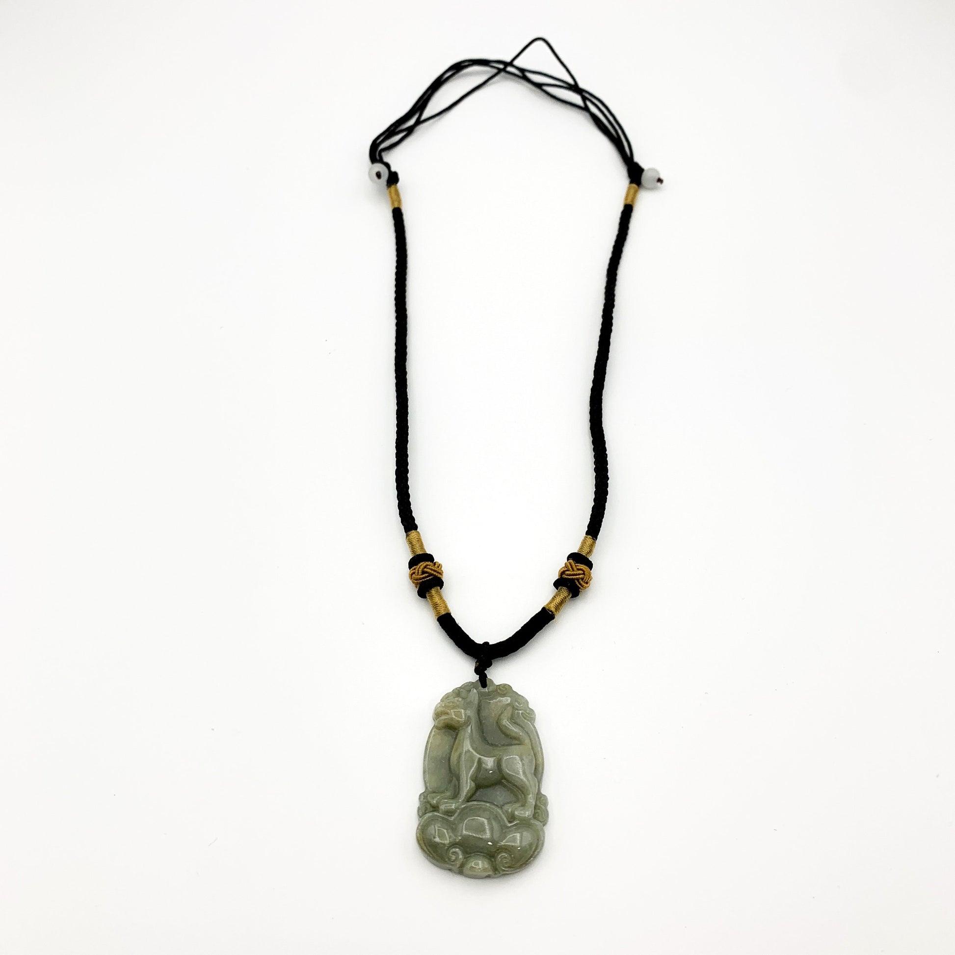 Jadeite Jade Dog Chinese Zodiac Carved Rustic Pendant Necklace, YW-0110-1646607360 - AriaDesignCollection