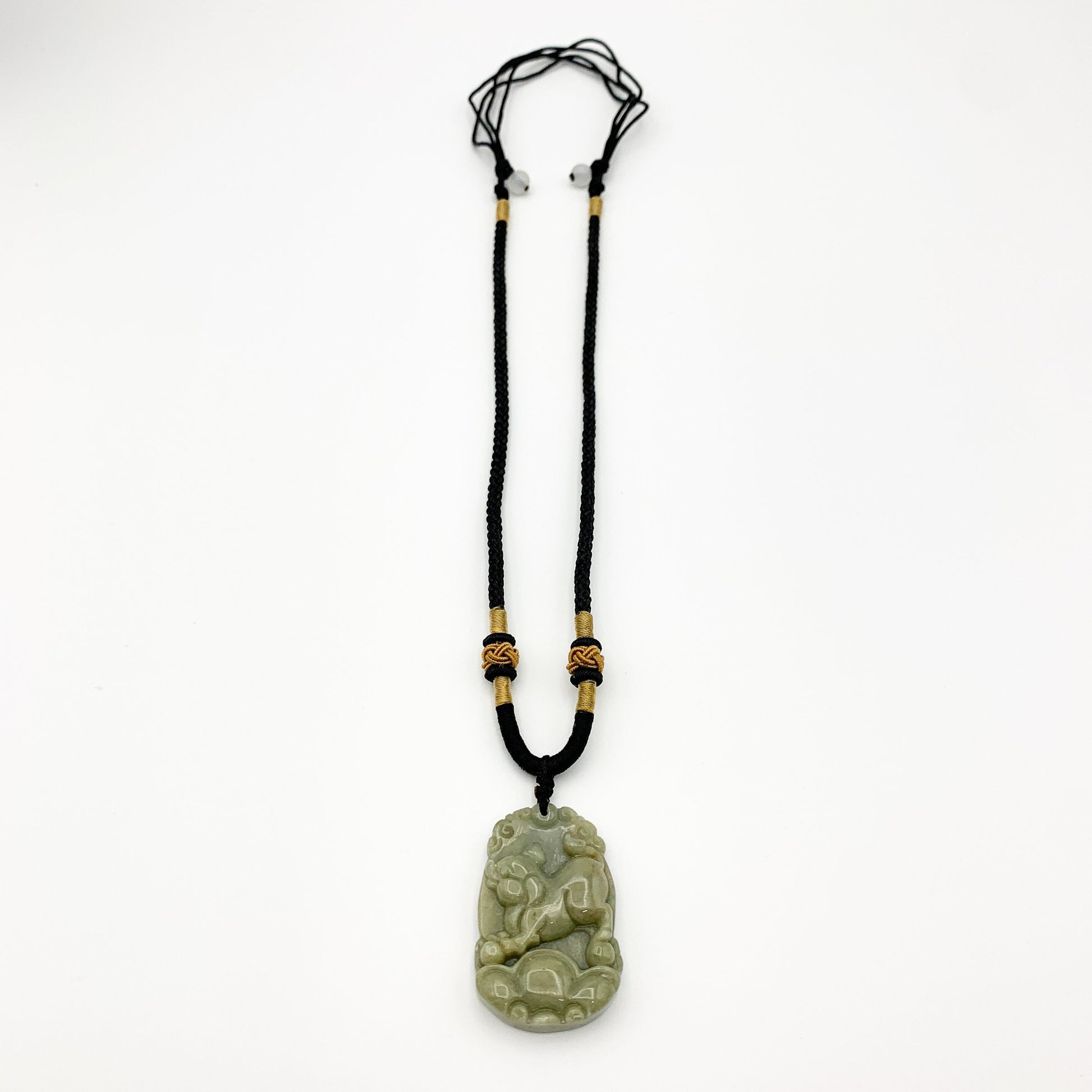 Jadeite Jade Pig Boar Chinese Zodiac Carved Rustic Pendant Necklace, YW-0110-1646605343 - AriaDesignCollection