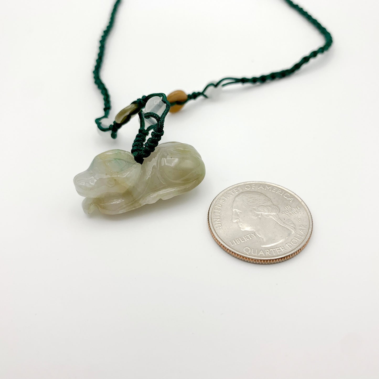 Jadeite Jade Ox Bull Cow Chinese Zodiac Carved Pendant Necklace, YW-0110-1646545411 - AriaDesignCollection