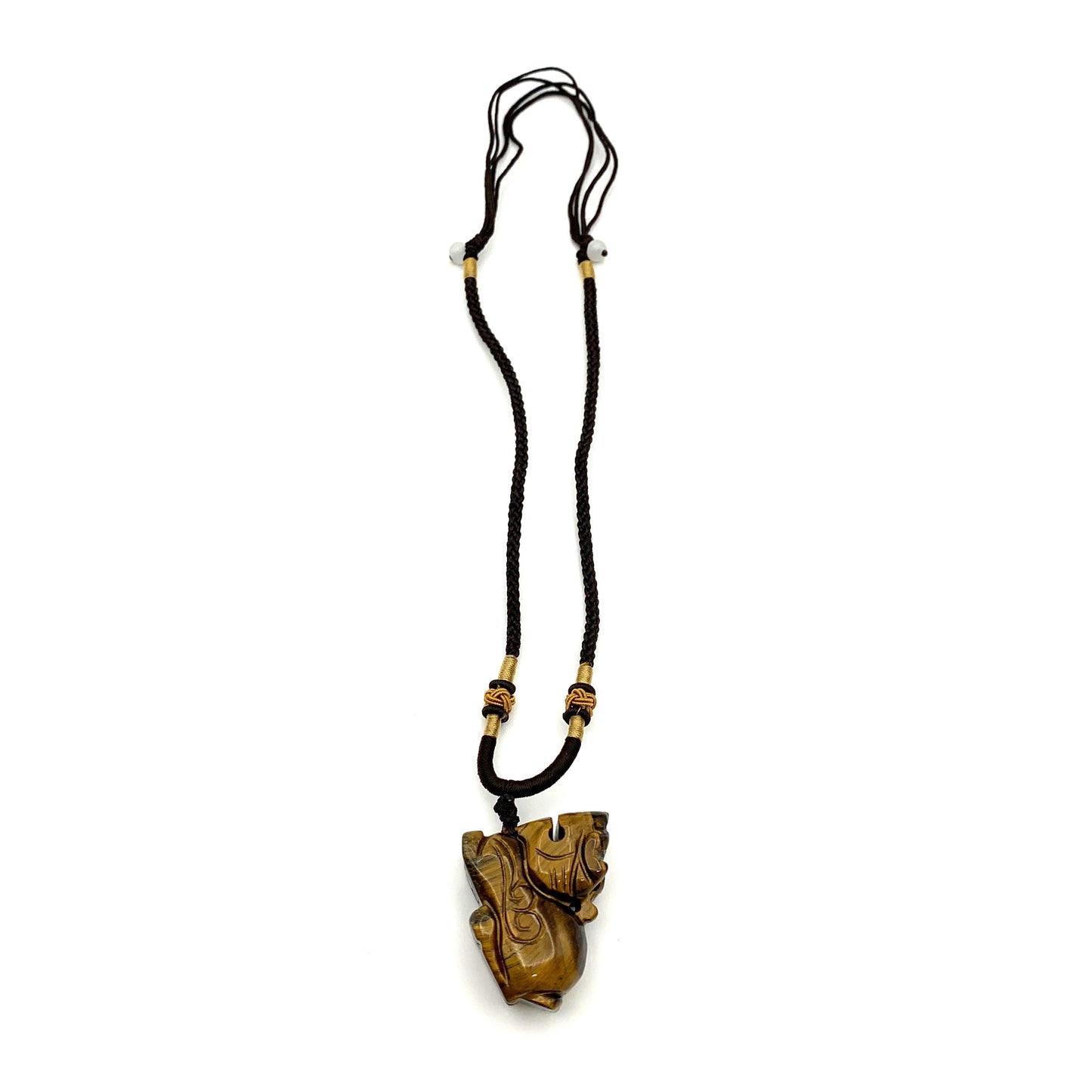 Tiger Eye Dragon Pixiu Rustic Dragon Chinese Carved Pendant, YW-0110-1646840764 - AriaDesignCollection