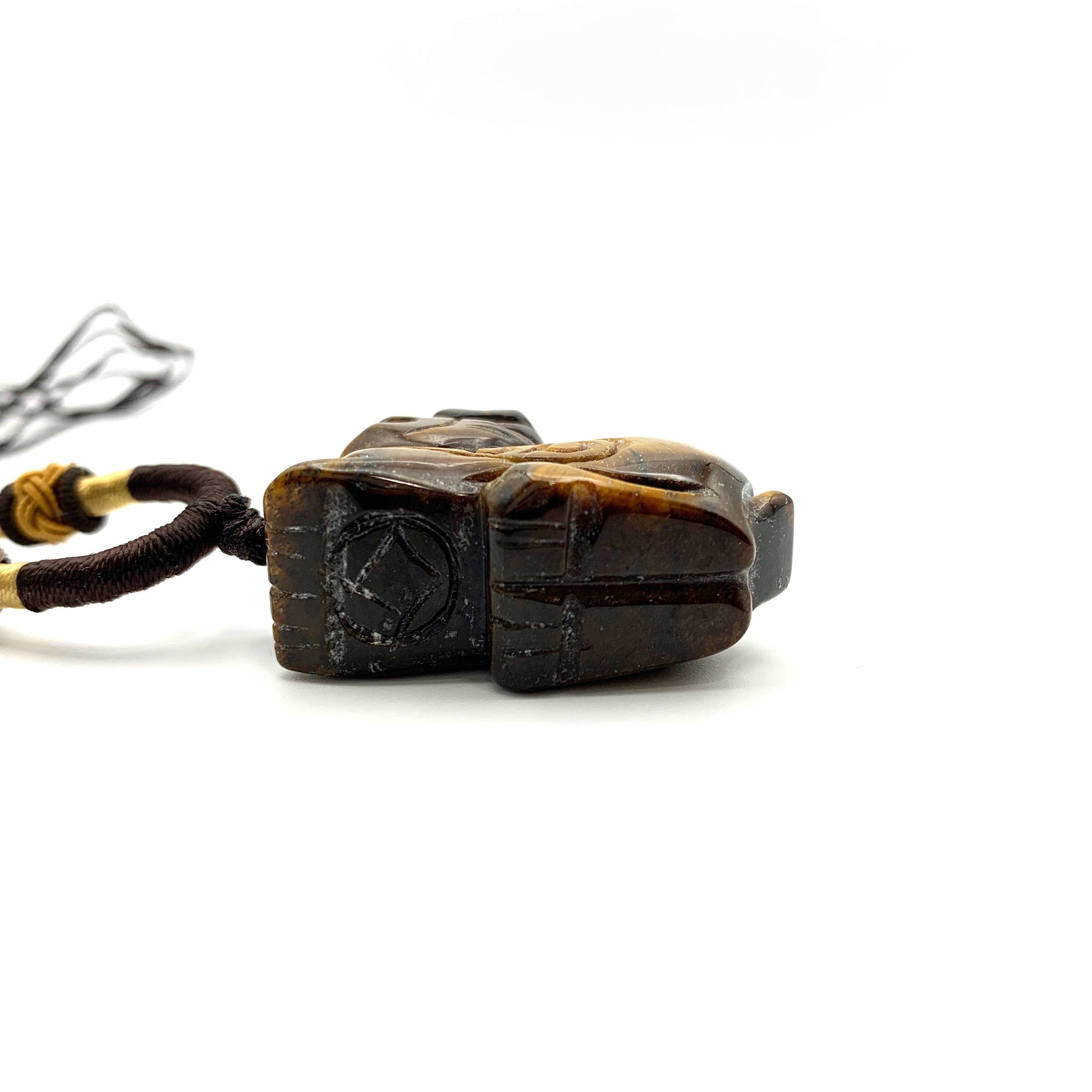 Tiger Eye Dragon Pixiu Rustic Dragon Chinese Carved Pendant, YW-0110-1646840764 - AriaDesignCollection