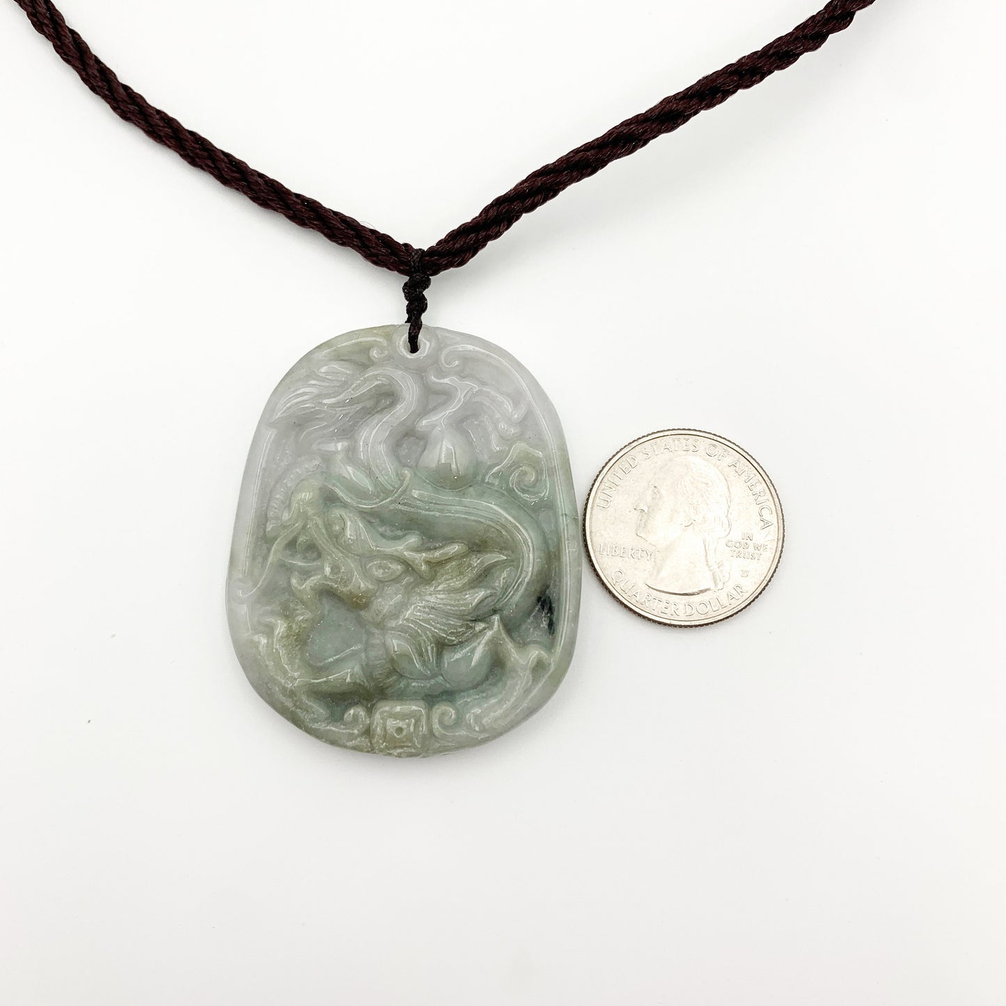 Jadeite Jade Dragon Chinese Zodiac Carved Pendant Necklace, YW-0110-1646517680 - AriaDesignCollection