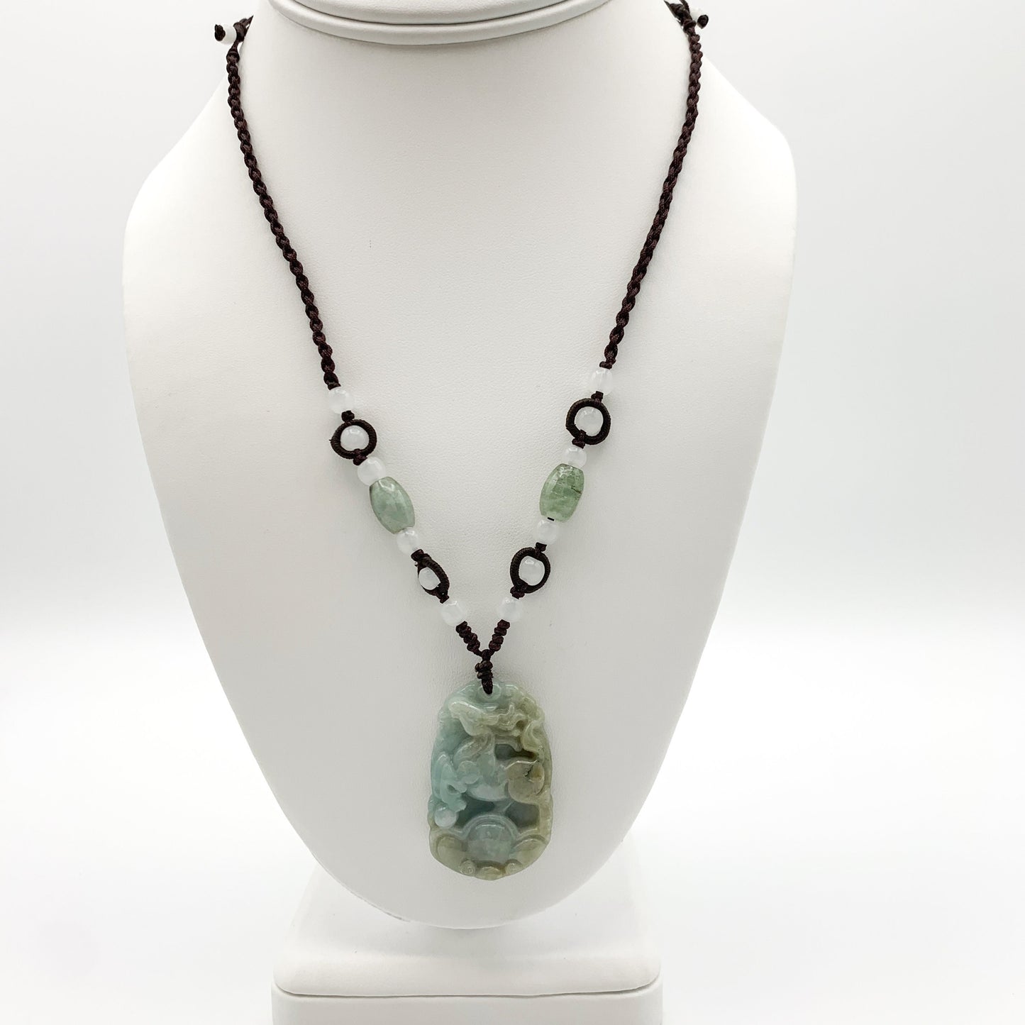 Horse Jadeite Chinese Zodiac Rustic Carved Pendant Necklace, YW-0110-1646517628 - AriaDesignCollection