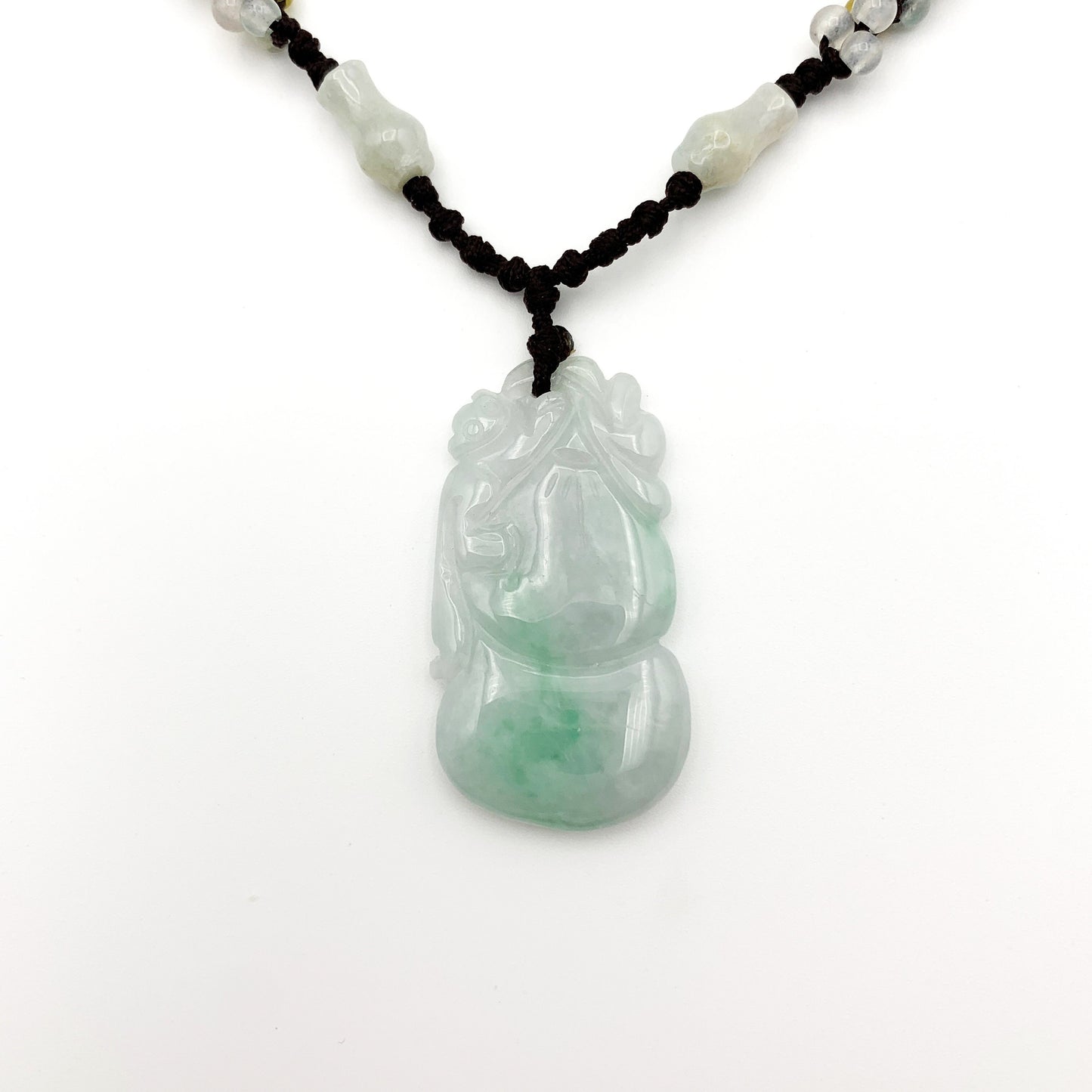 Jadeite Jade Peach Carved Necklace, Green Jade Pendant, Green Jade Necklace, YW-0110-1646463196 - AriaDesignCollection