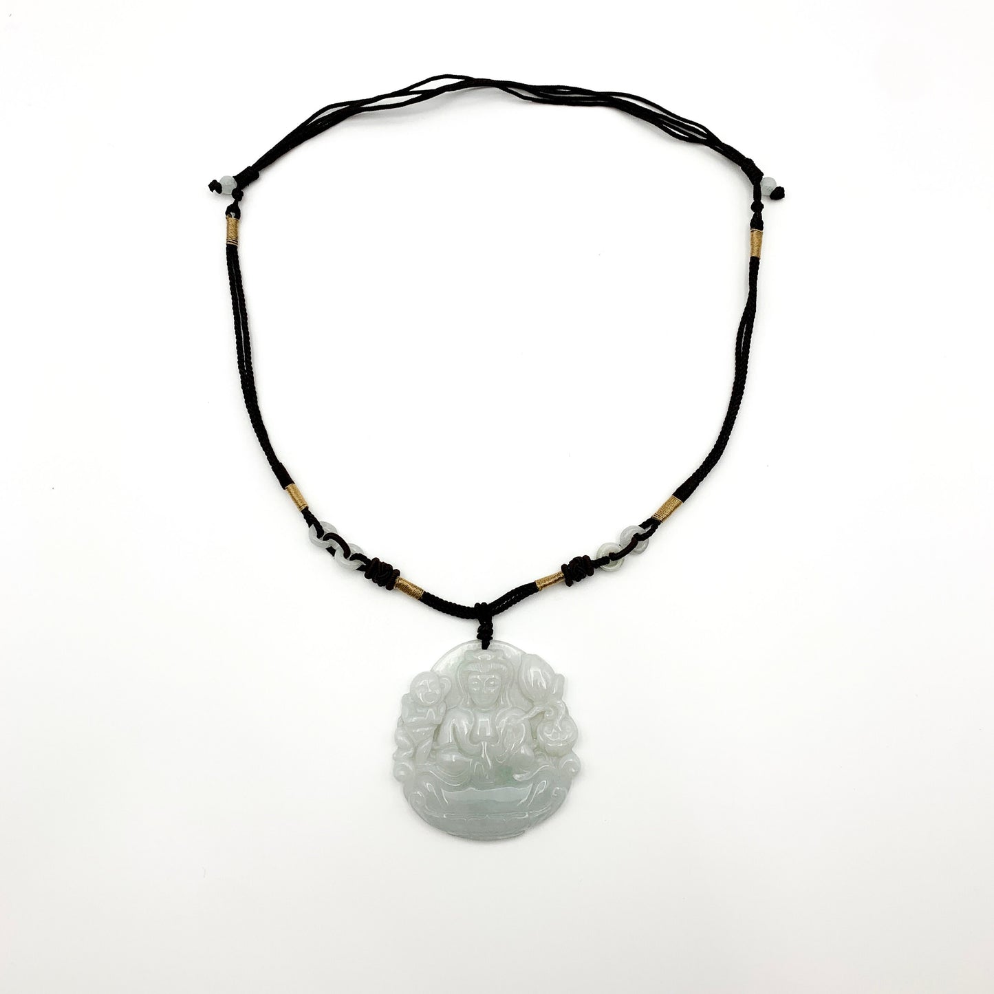 Large Jadeite Jade Guan Yin Avalokiteshvara Carved Pendant, YW-0321-1646714405 - AriaDesignCollection