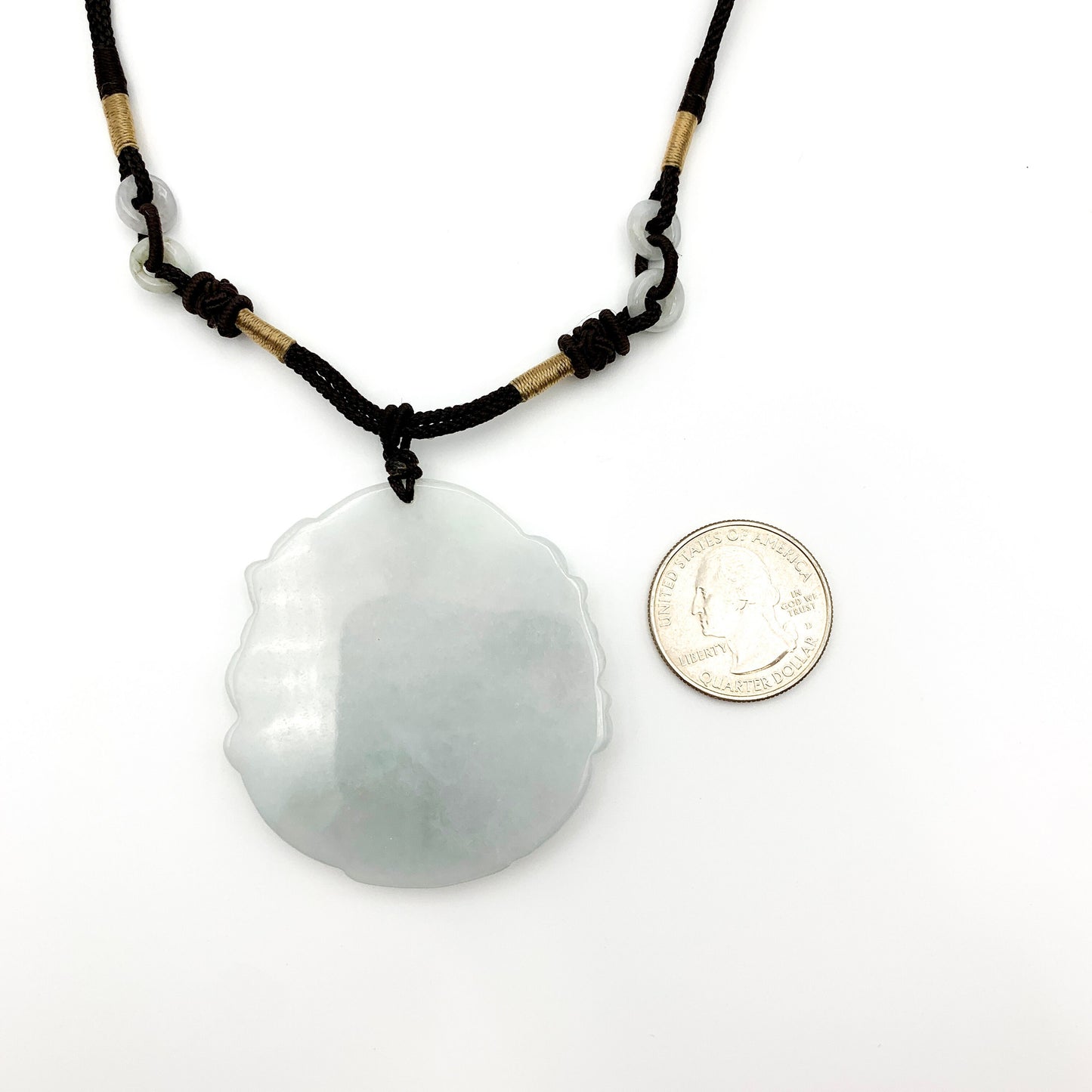 Large Jadeite Jade Guan Yin Avalokiteshvara Carved Pendant, YW-0321-1646714405 - AriaDesignCollection