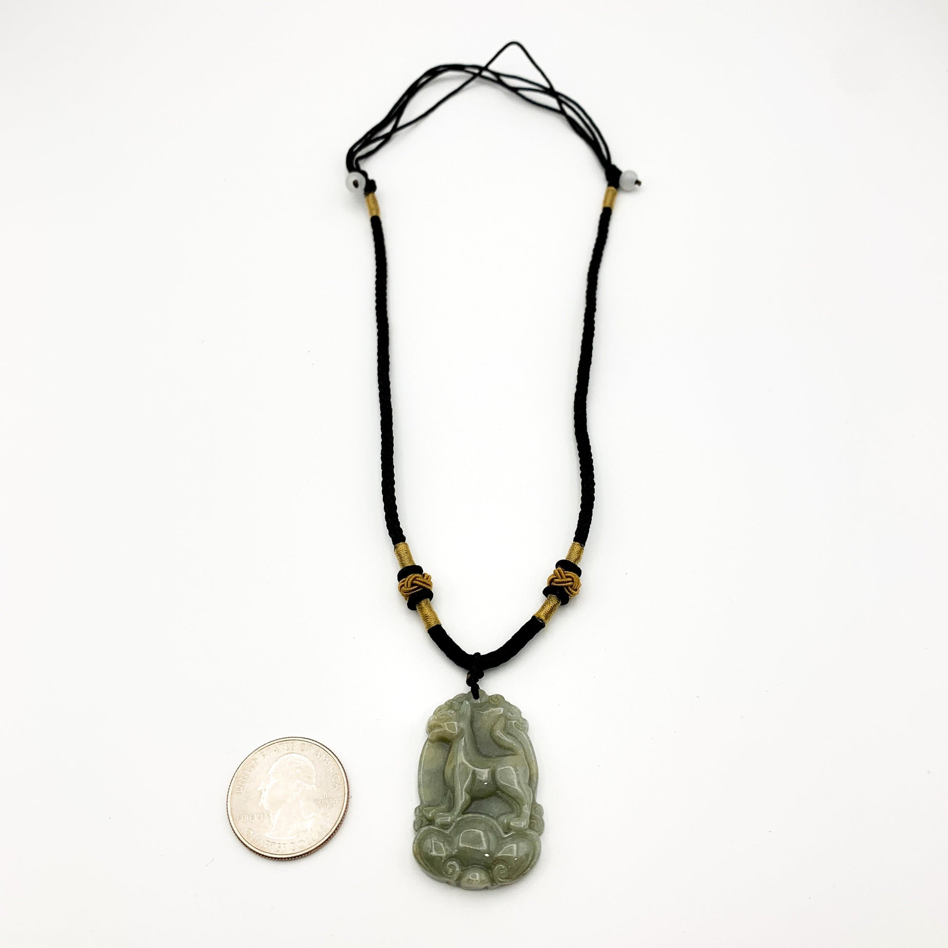 Jadeite Jade Dog Chinese Zodiac Carved Rustic Pendant Necklace, YW-0110-1646607360 - AriaDesignCollection