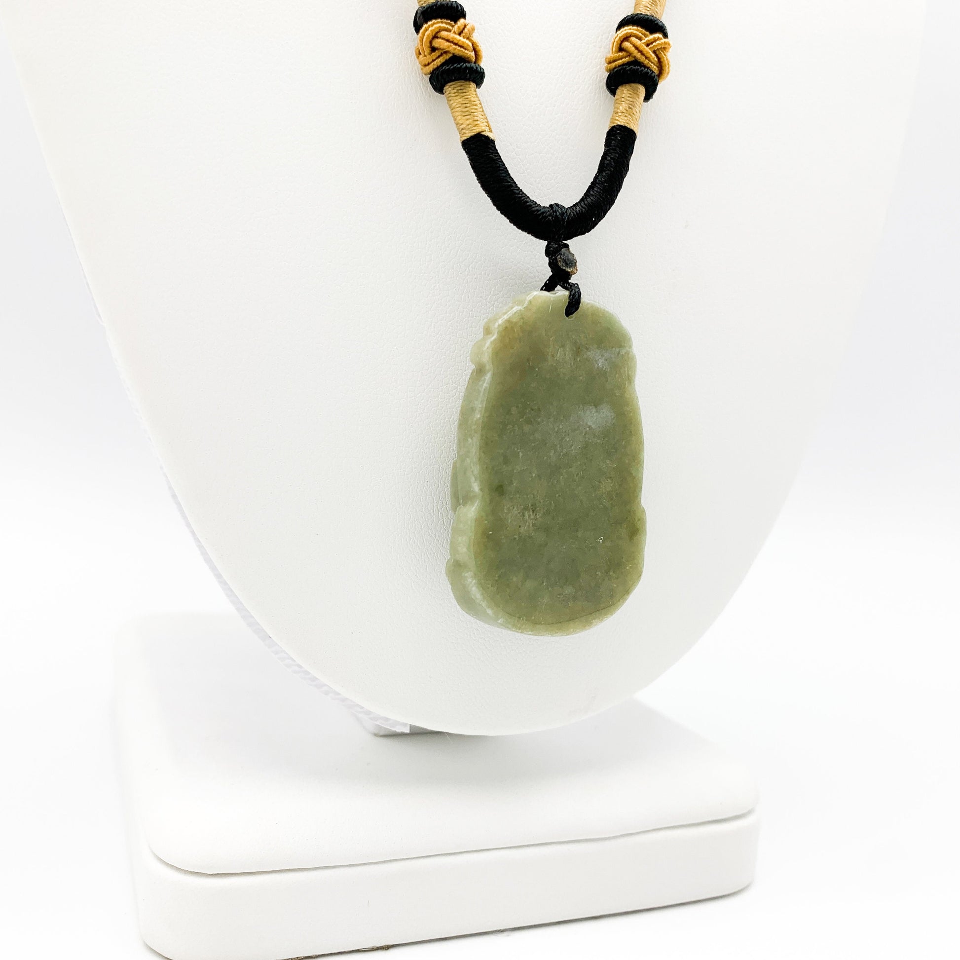 Jadeite Jade Pig Boar Chinese Zodiac Carved Rustic Pendant Necklace, YW-0110-1646605343 - AriaDesignCollection