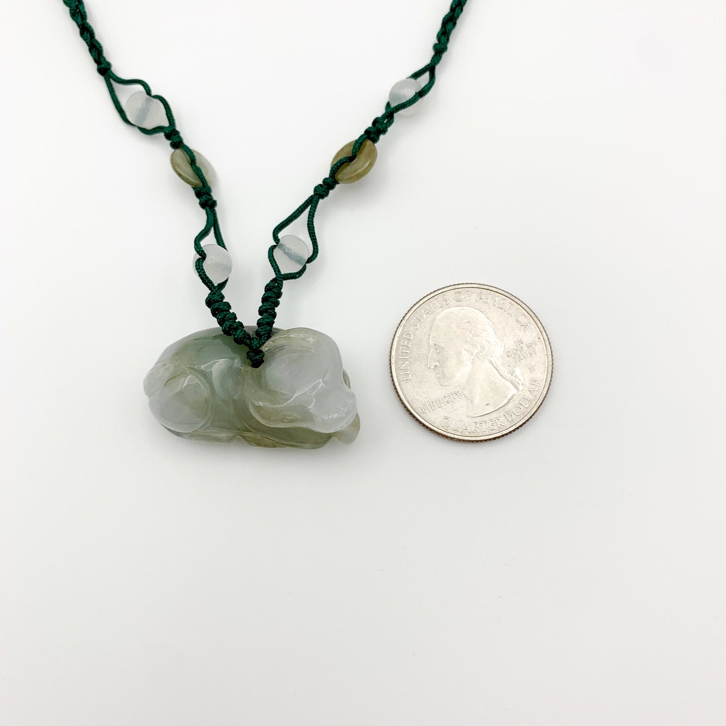Jadeite Jade Ox Bull Cow Chinese Zodiac Carved Pendant Necklace, YW-0110-1646545944 - AriaDesignCollection