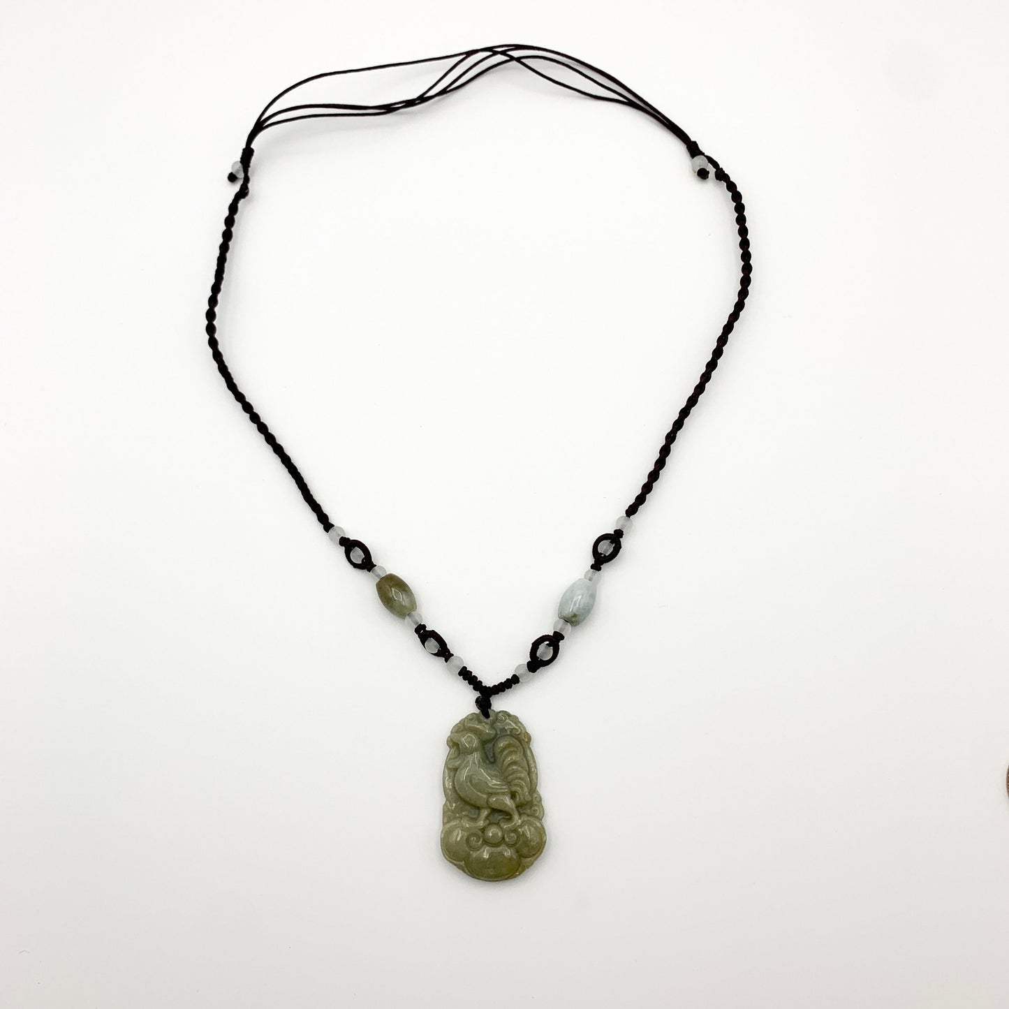 Jadeite Jade Rooster Chicken Chinese Zodiac Carved Rustic Pendant Necklace, YW-0110-1646195054 - AriaDesignCollection