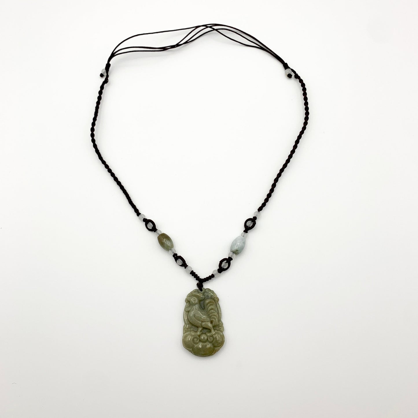 Jadeite Jade Rooster Chicken Chinese Zodiac Carved Rustic Pendant Necklace, YW-0110-1646195054 - AriaDesignCollection
