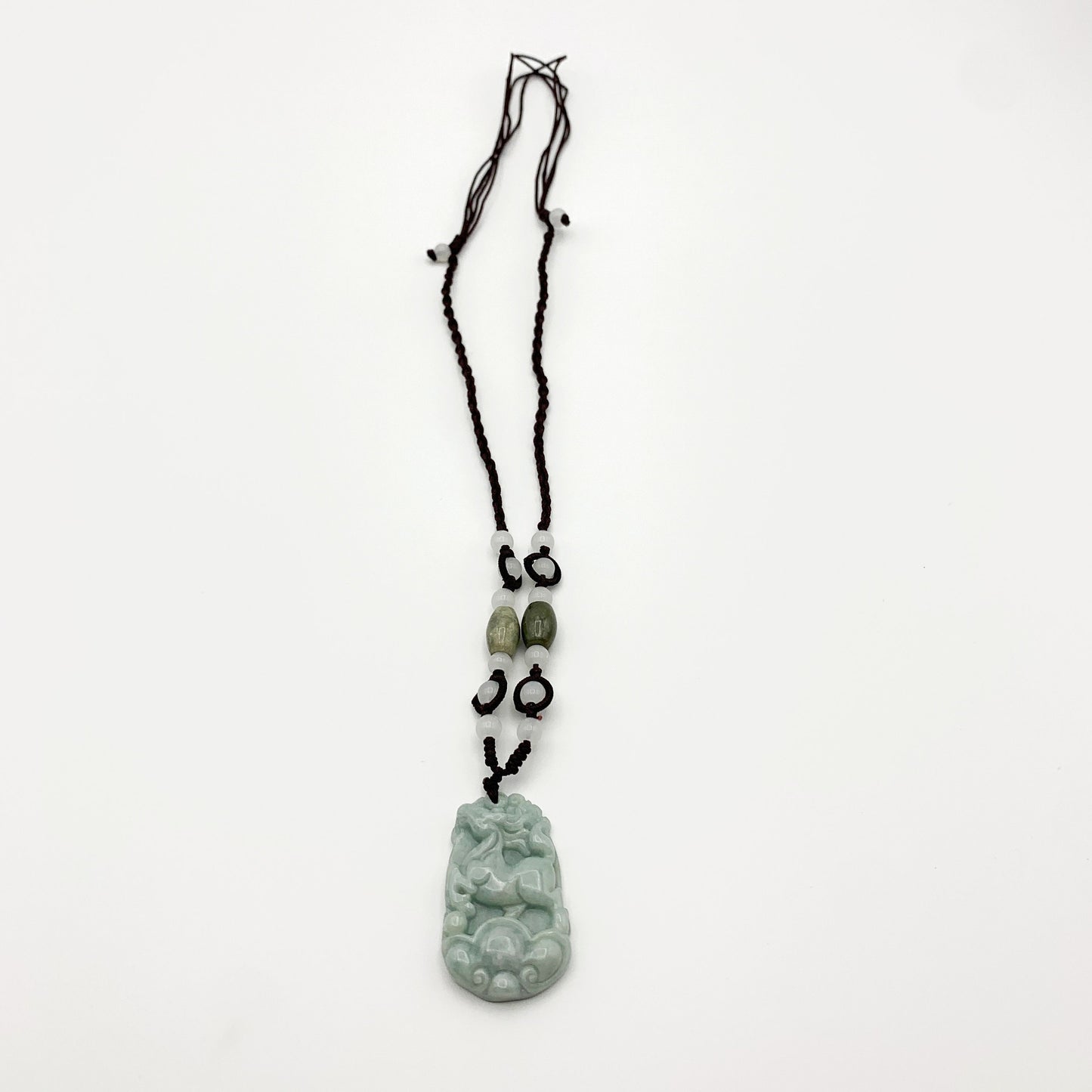 Horse Jade Chinese Zodiac Rustic Carved Pendant Necklace, YW-0110-1646517385 - AriaDesignCollection