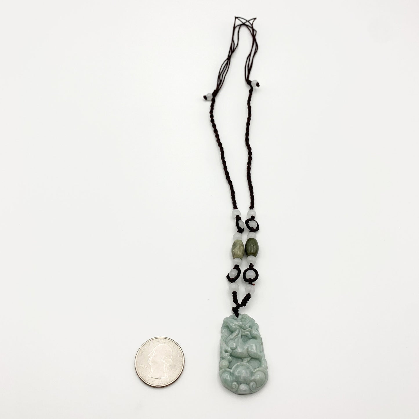 Horse Jade Chinese Zodiac Rustic Carved Pendant Necklace, YW-0110-1646517385 - AriaDesignCollection