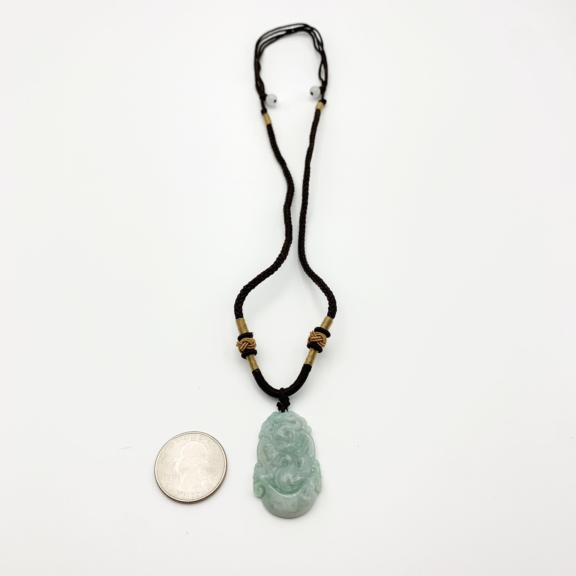 Jadeite Jade Dragon Chinese Zodiac Carved Pendant Necklace, YW-0110-1646517413 - AriaDesignCollection
