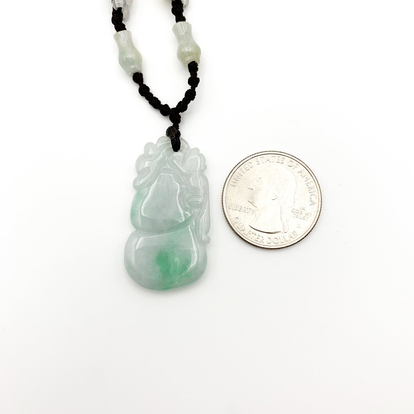 Jadeite Jade Peach Carved Necklace, Green Jade Pendant, Green Jade Necklace, YW-0110-1646463196 - AriaDesignCollection
