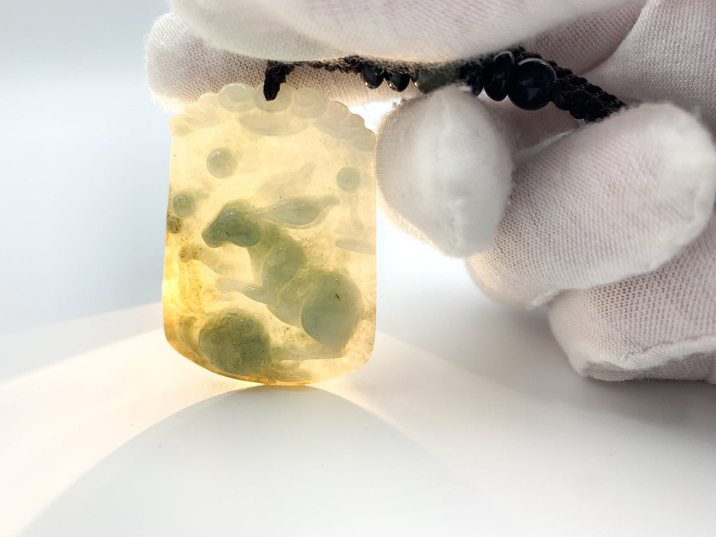 Jadeite Jade Rabbit Chinese Zodiac Carved Pendant Necklace, YW-0321-1646162277 - AriaDesignCollection