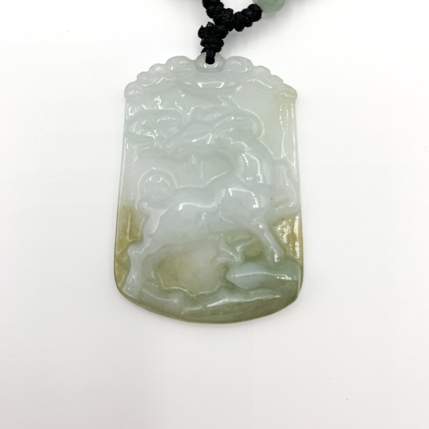 Jadeite Jade Sheep Goat Ram Chinese Zodiac Carved Pendant Necklace, YW-0321-1646061640 - AriaDesignCollection