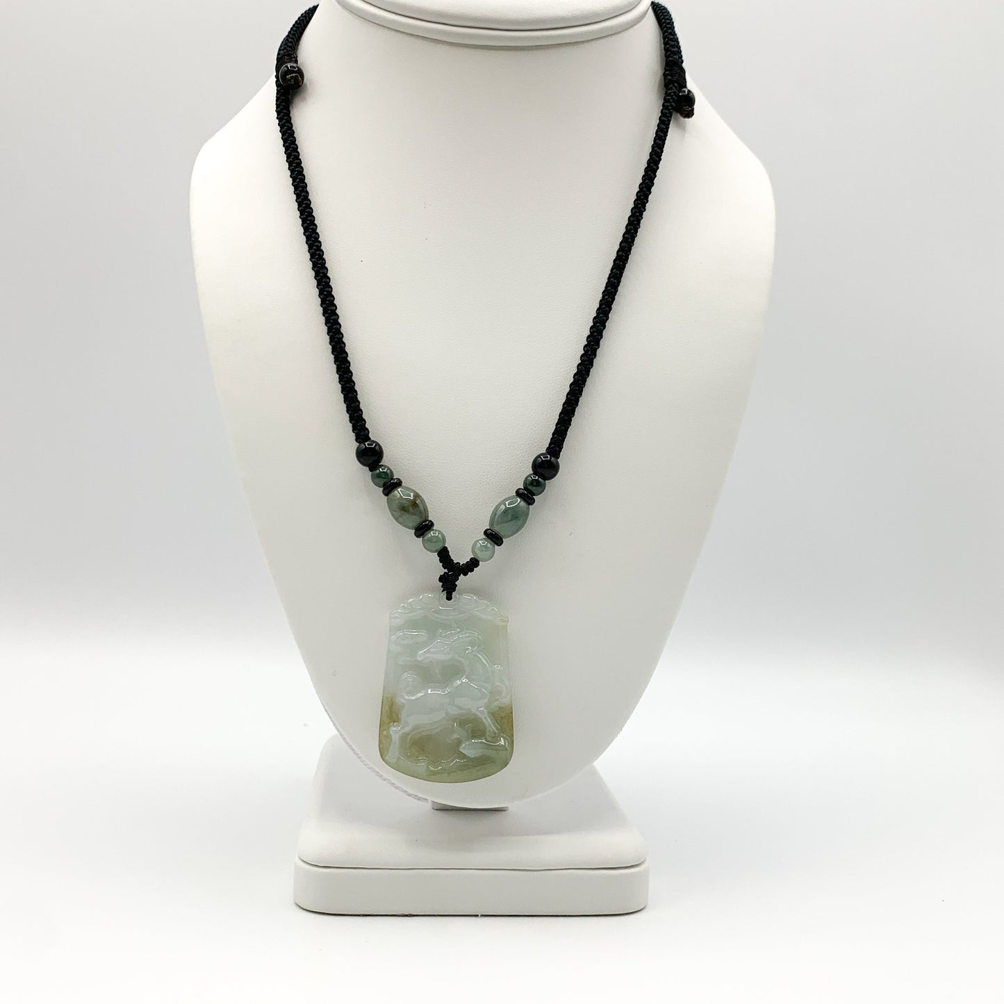 Jadeite Jade Sheep Goat Ram Chinese Zodiac Carved Pendant Necklace, YW-0321-1646061640 - AriaDesignCollection