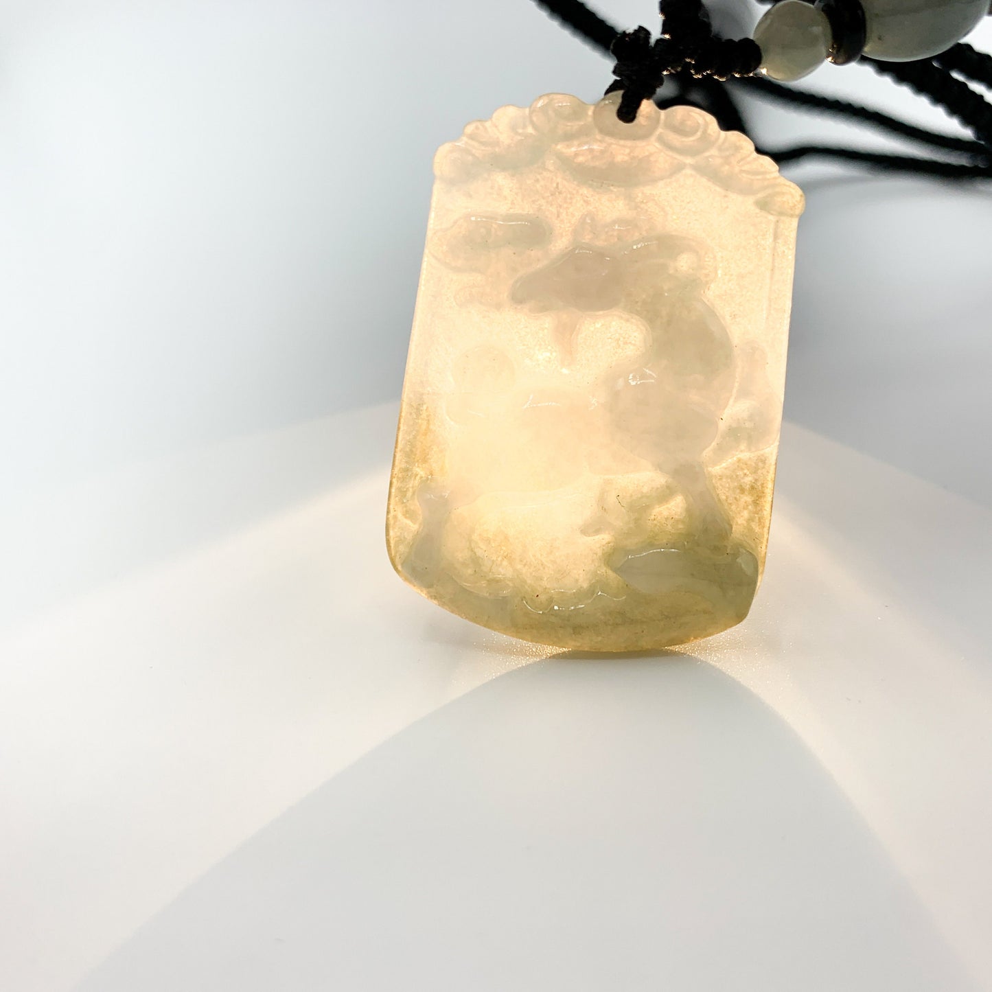 Jadeite Jade Sheep Goat Ram Chinese Zodiac Carved Pendant Necklace, YW-0321-1646061640 - AriaDesignCollection
