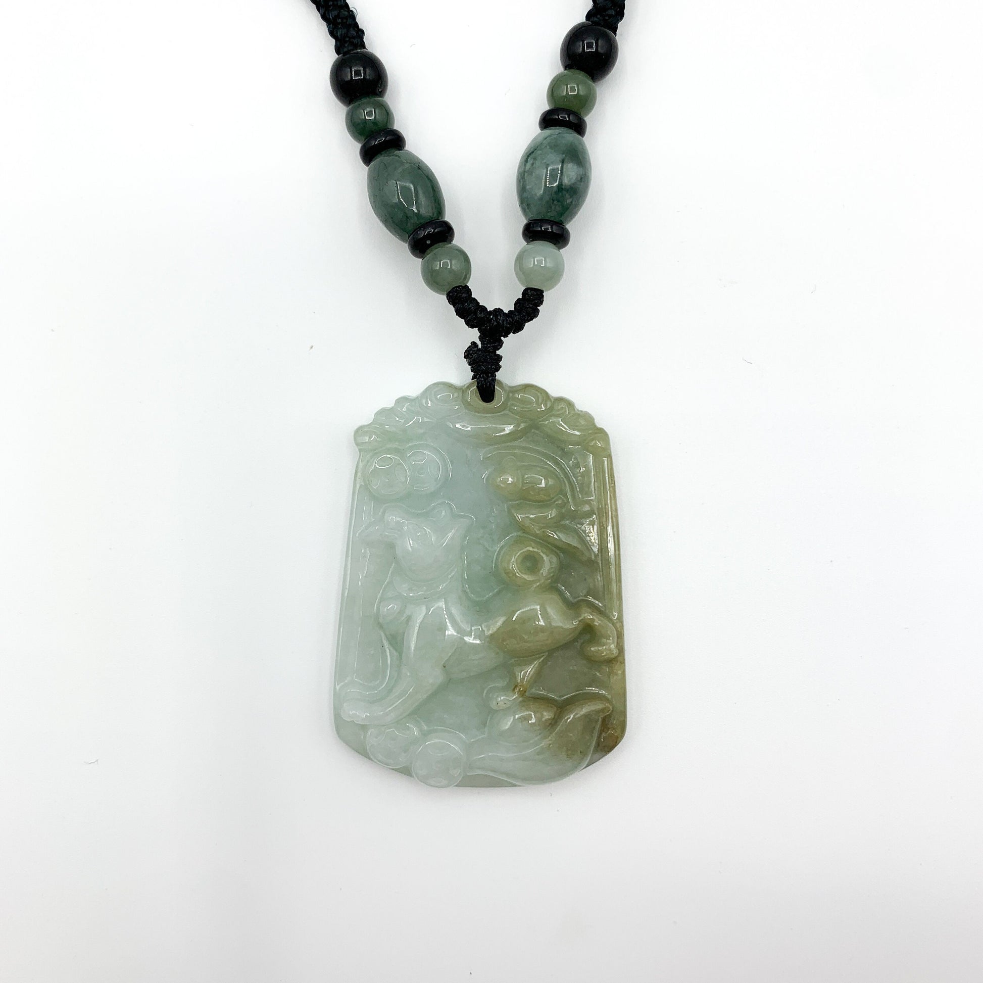 Jadeite Jade Dog Chinese Zodiac Carved Pendant Necklace, YW-0321-1646061450 - AriaDesignCollection