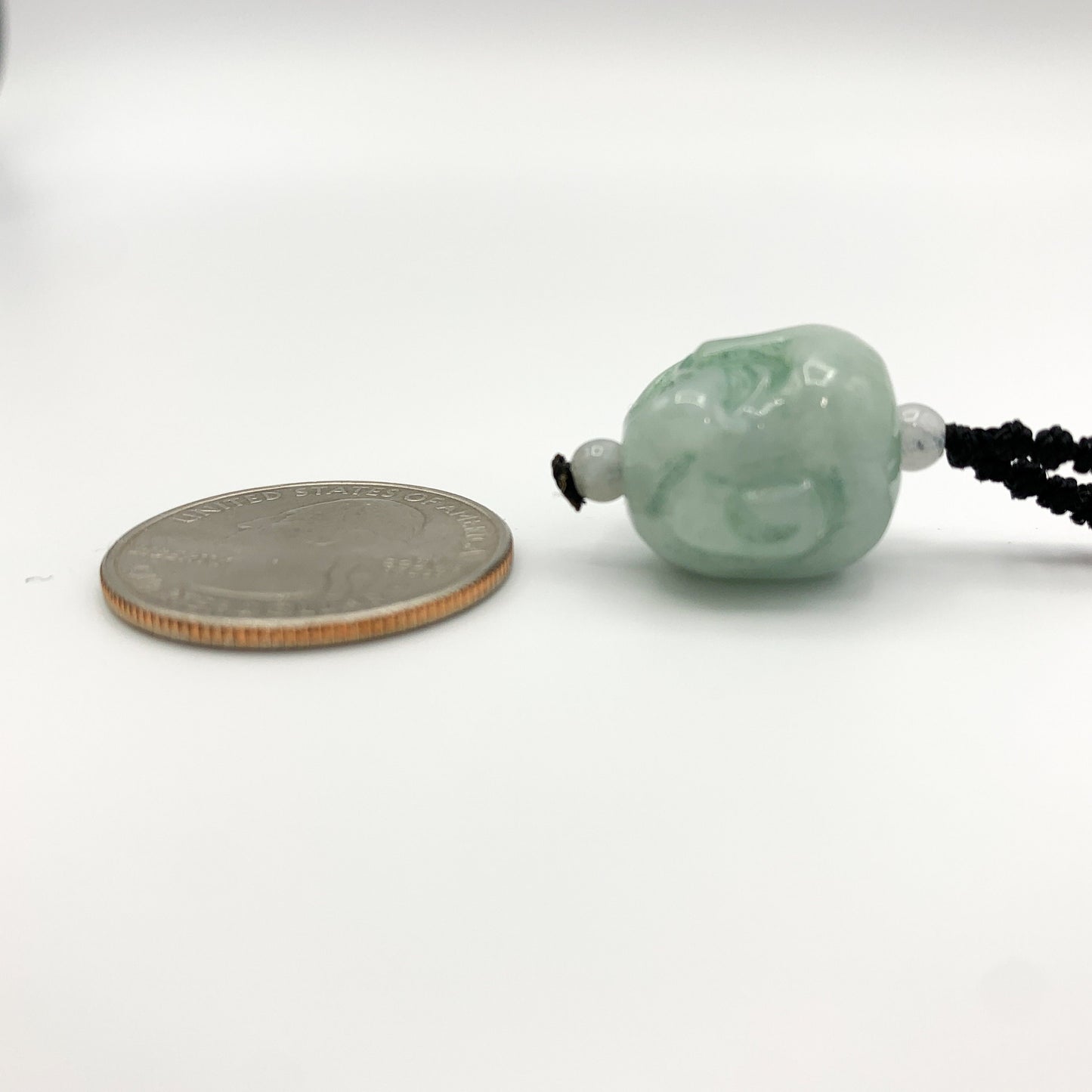 Jadeite Jade Buddha, Happy Laughing Buddha, Head Carved Pendant Necklace, YW-0110-1646061006 - AriaDesignCollection