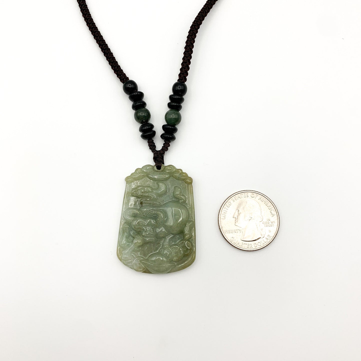 Jadeite Jade Ox Bull Cow Chinese Zodiac Carved Pendant Necklace, YW-0321-1645672473 - AriaDesignCollection