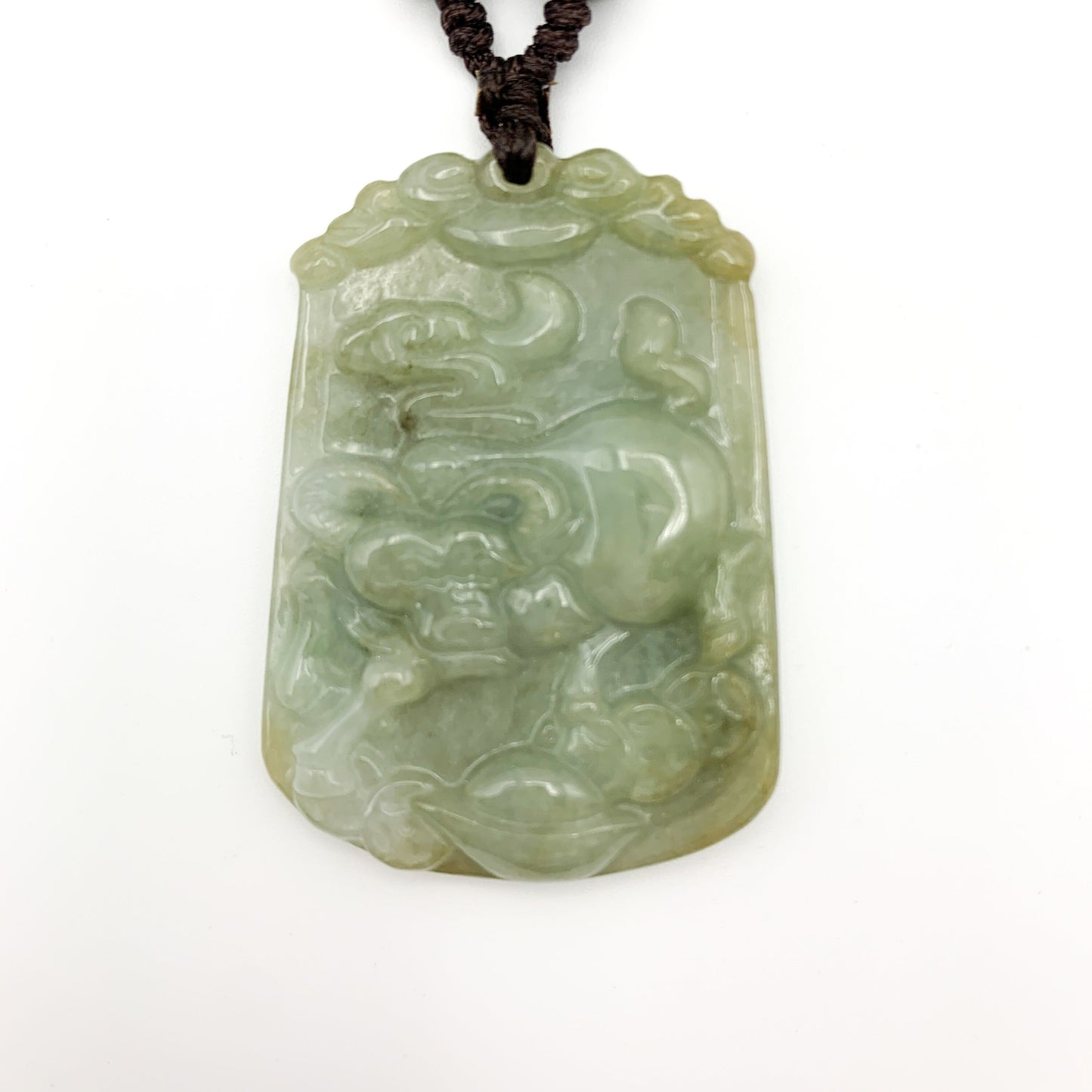 Jadeite Jade Ox Bull Cow Chinese Zodiac Carved Pendant Necklace, YW-0321-1645672473 - AriaDesignCollection