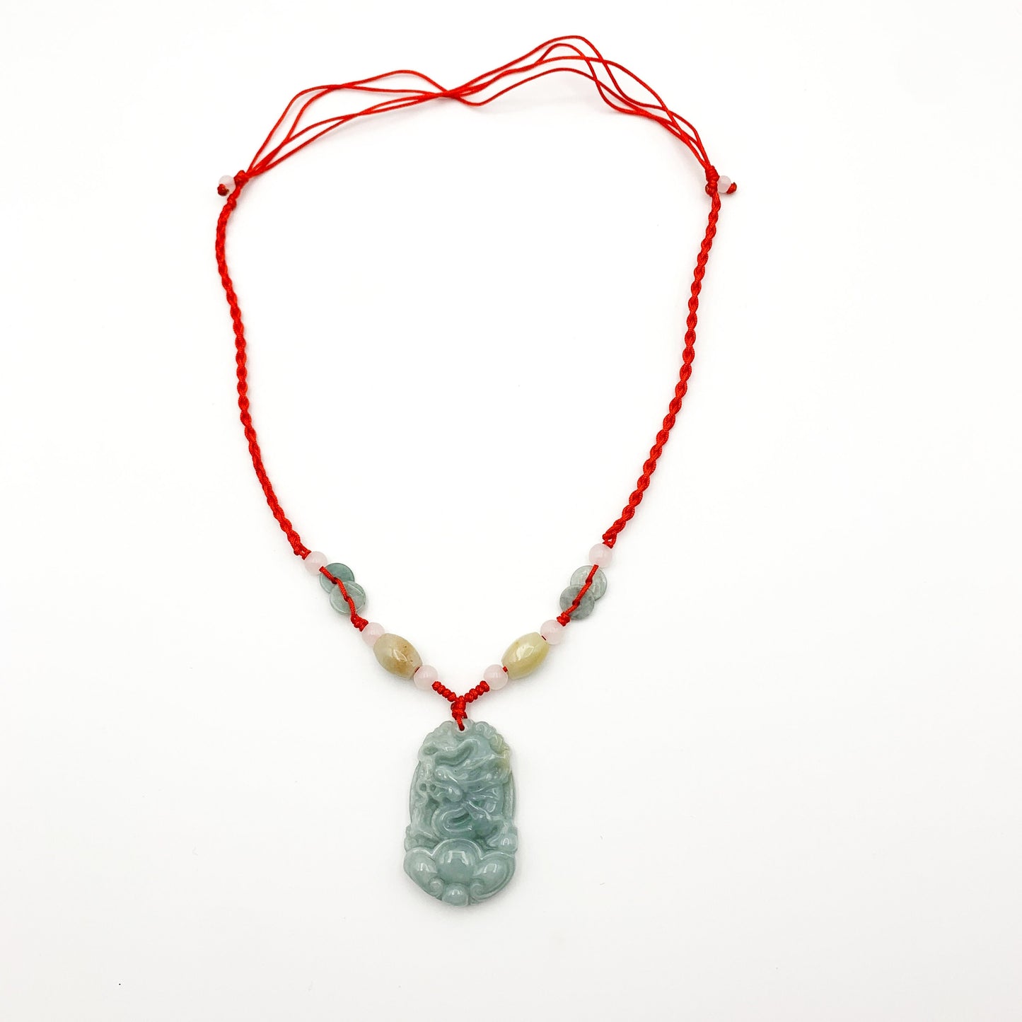 Red Jadeite Jade Dragon Chinese Zodiac Carved Pendant Necklace, YW-0110-1646195123 - AriaDesignCollection