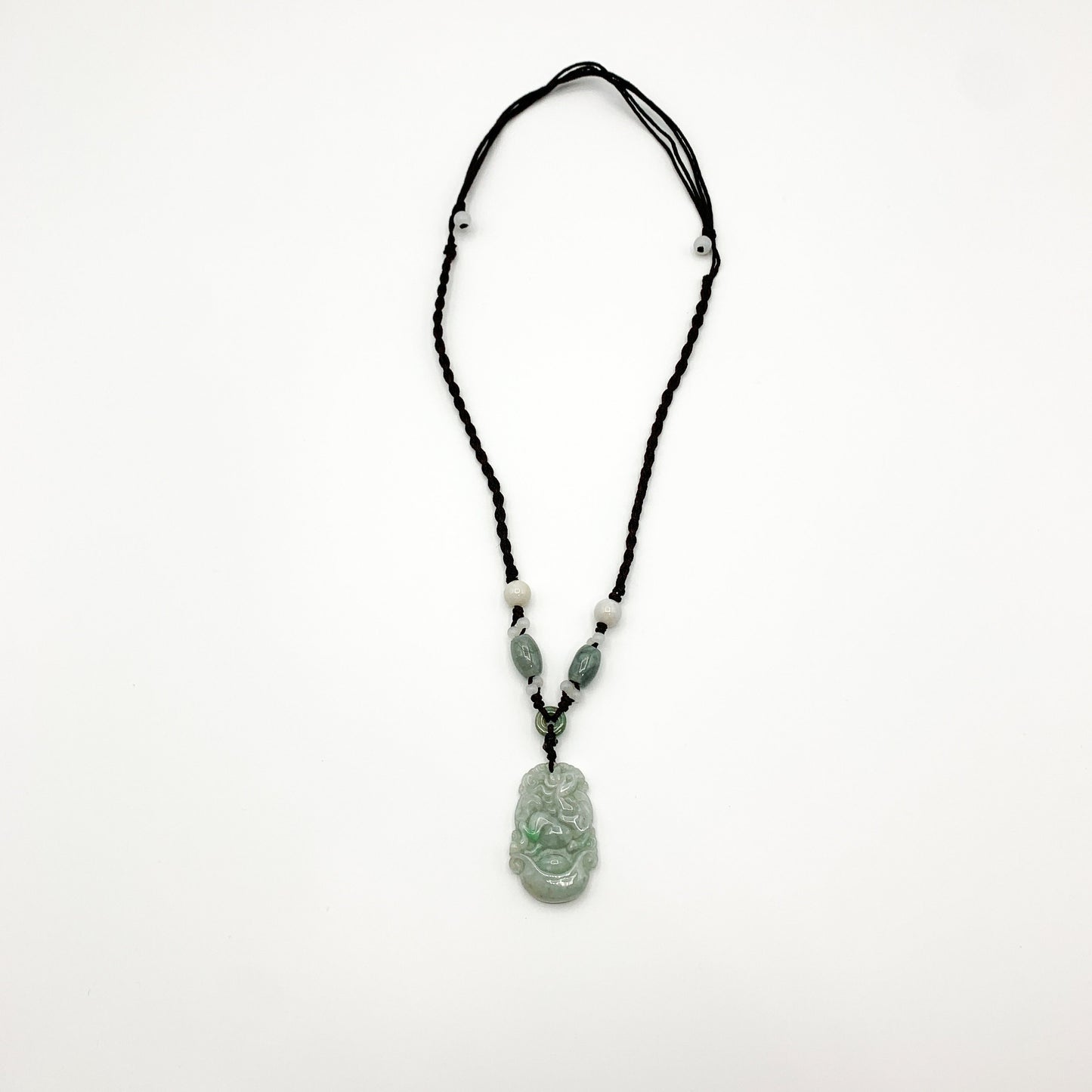 Horse Jade Chinese Zodiac Rustic Carved Pendant Necklace, YW-0321-1645571195 - AriaDesignCollection