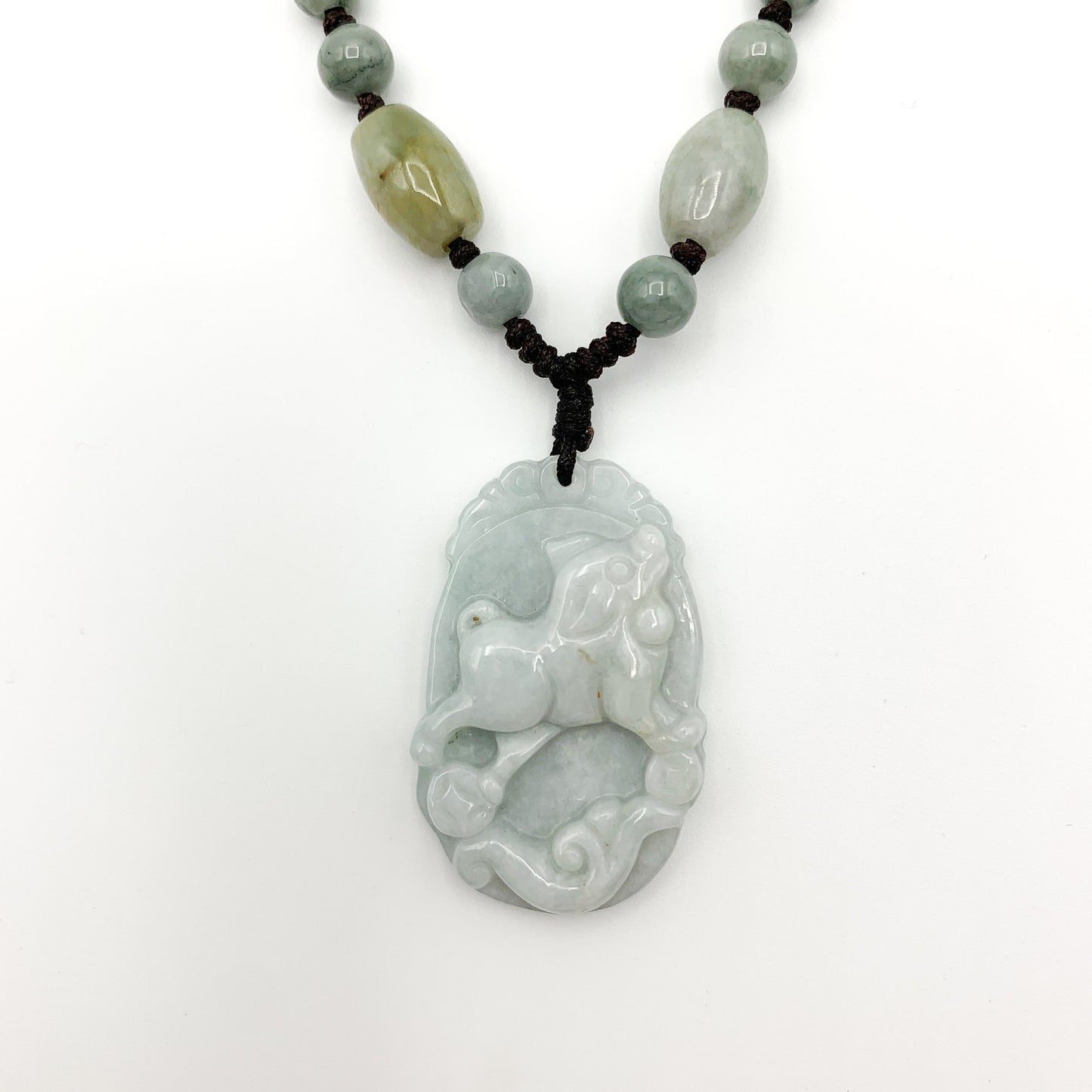 Jadeite Jade Dog Chinese Zodiac Hand Carved Pendant Necklace, YW-0321-1645917758 - AriaDesignCollection