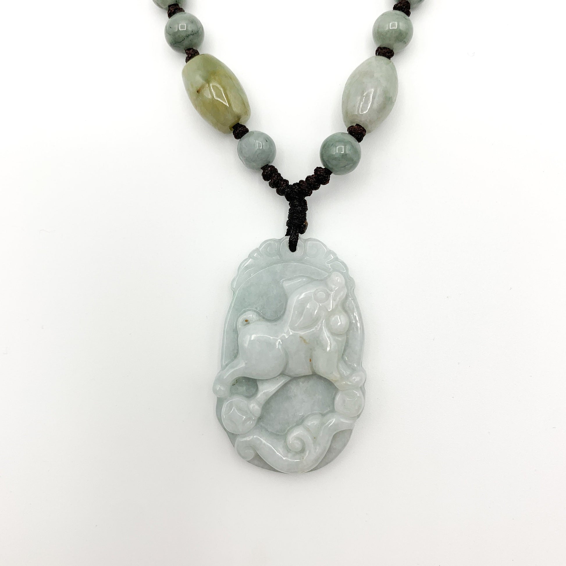 Jadeite Jade Dog Chinese Zodiac Hand Carved Pendant Necklace, YW-0321-1645917758 - AriaDesignCollection