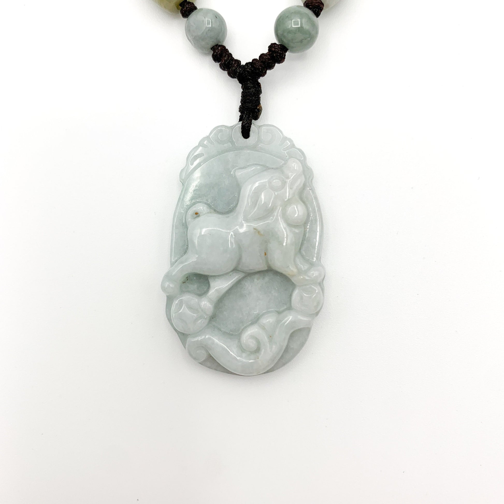 Jadeite Jade Dog Chinese Zodiac Hand Carved Pendant Necklace, YW-0321-1645917758 - AriaDesignCollection