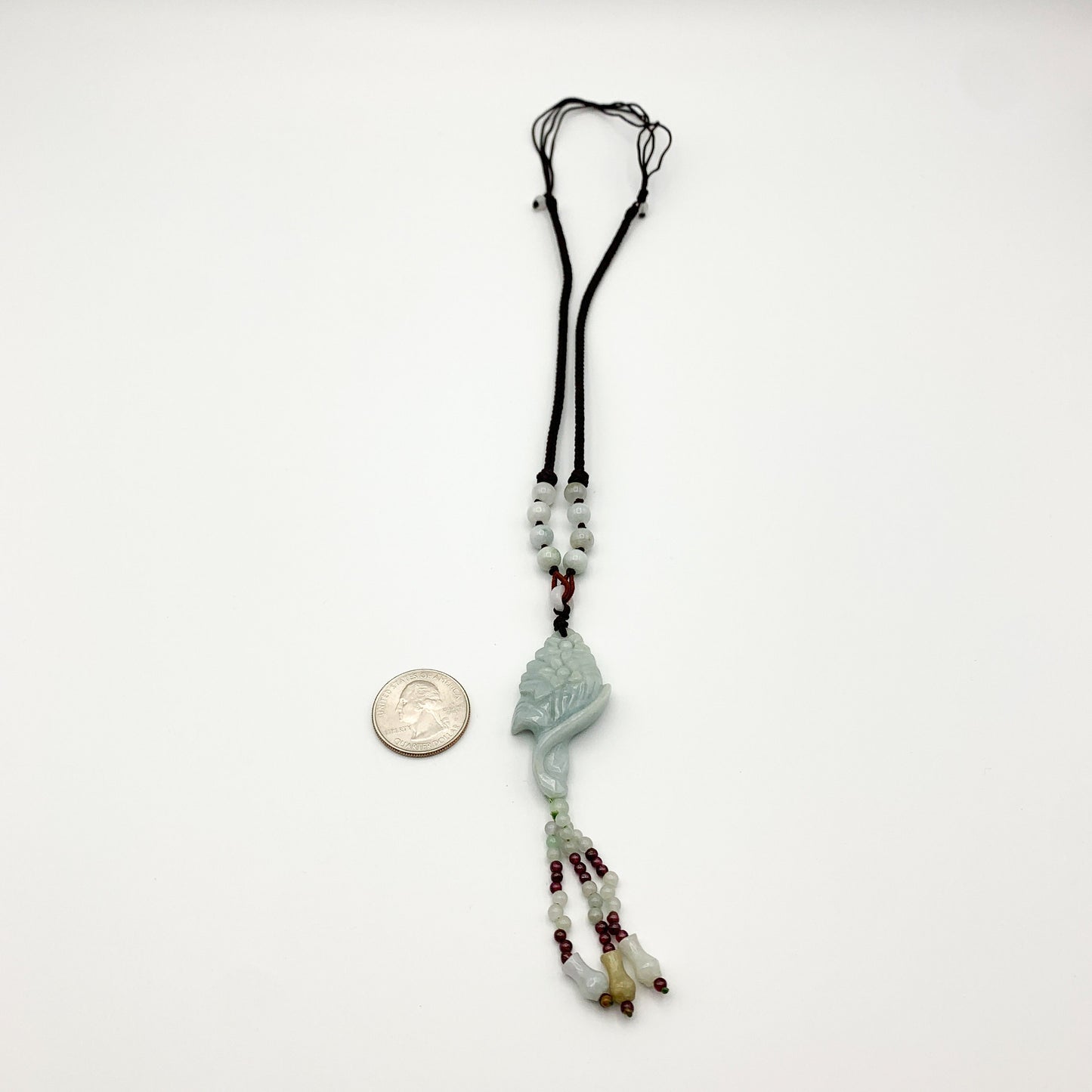 Jadeite Jade Carved Flower Necklace, YW-0110-1646171431 - AriaDesignCollection
