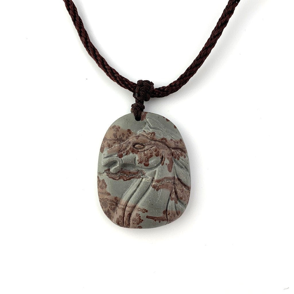 Natural Stone Horse Zodiac Carved Necklace, Horse Pendant, Horse Zodiac, Chinese Zodiac, YW-0110-1647115879 - AriaDesignCollection