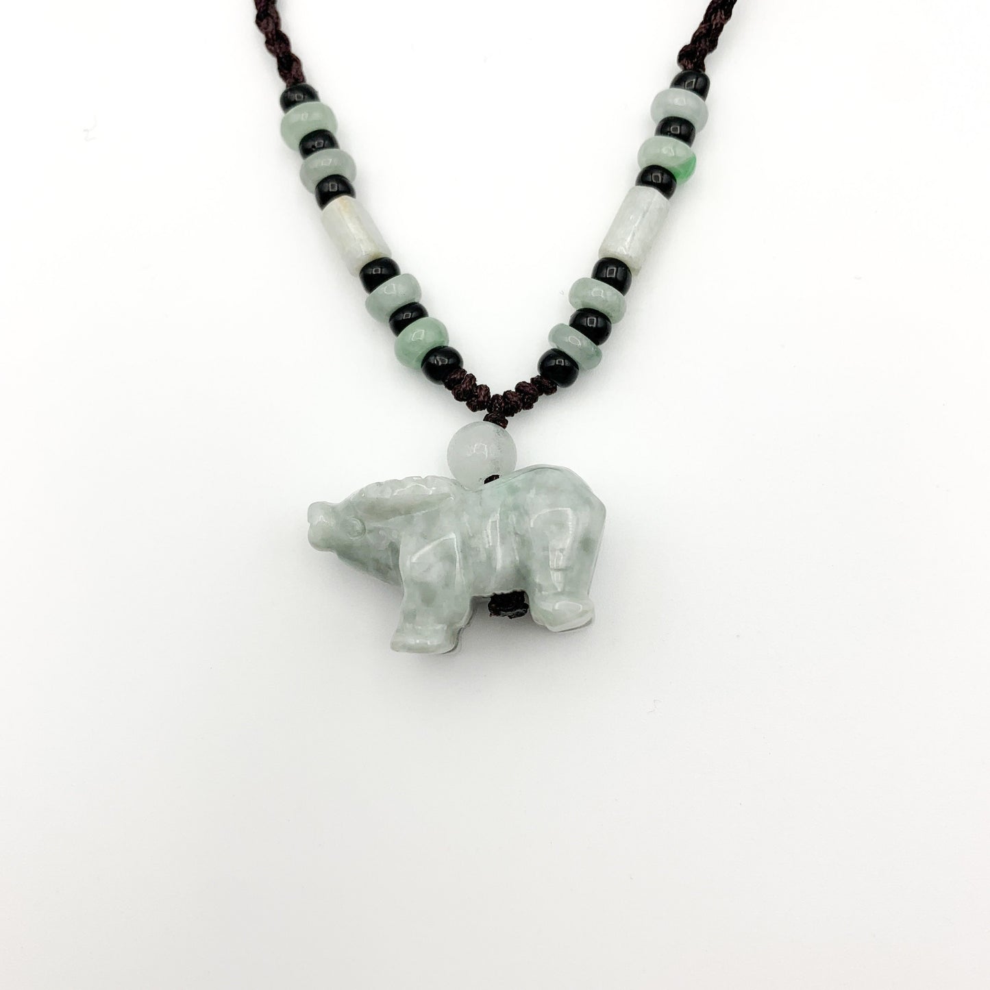 Small Jadeite Jade Ox Bull Cow Chinese Zodiac Carved Pendant Necklace, YW-0321-1646161898 - AriaDesignCollection