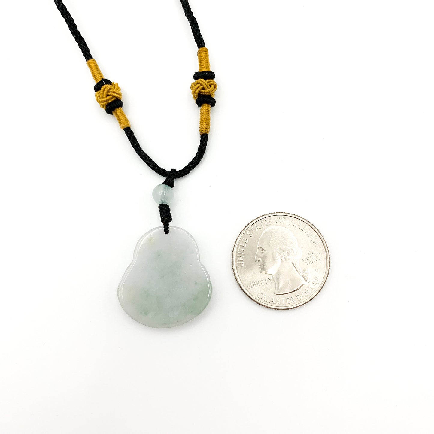 Jadeite Jade Buddha Carved Pendant, Happy Laughing Buddha, YW-0110-1646513201 - AriaDesignCollection