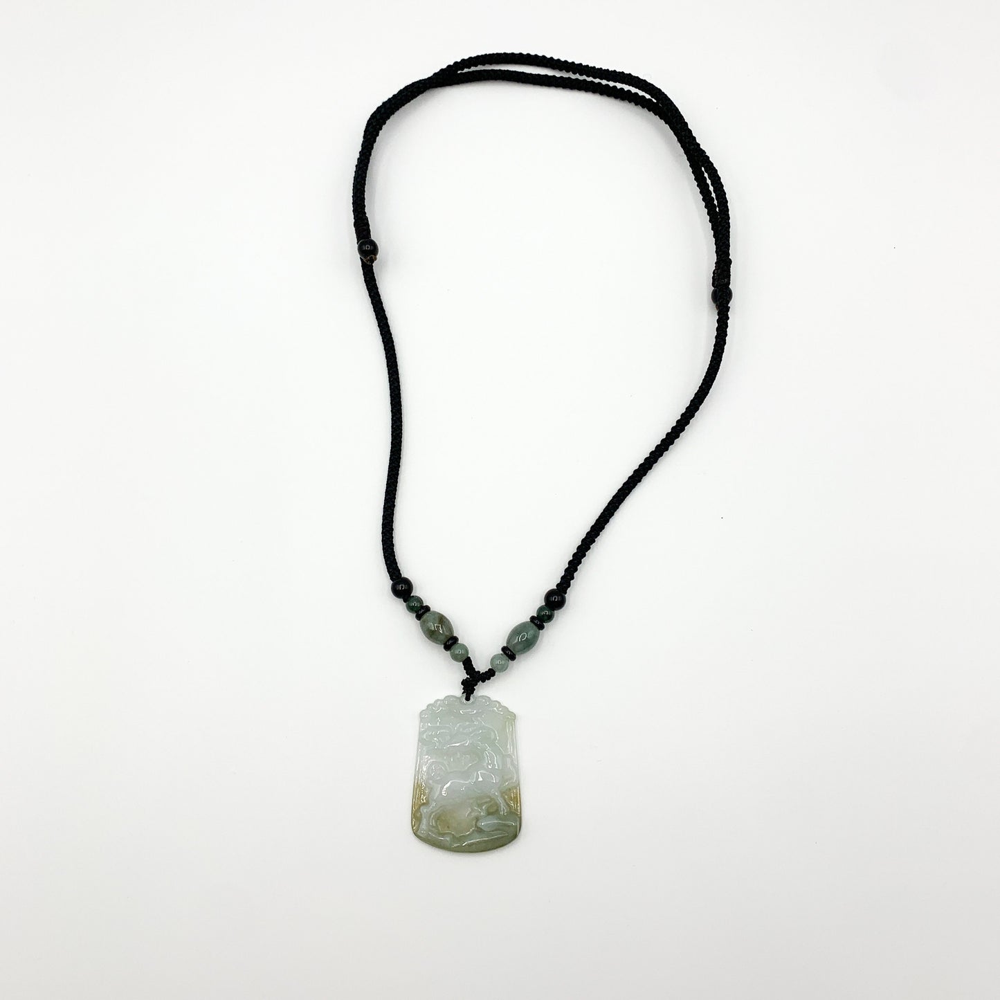 Jadeite Jade Sheep Goat Ram Chinese Zodiac Carved Pendant Necklace, YW-0321-1646061640 - AriaDesignCollection