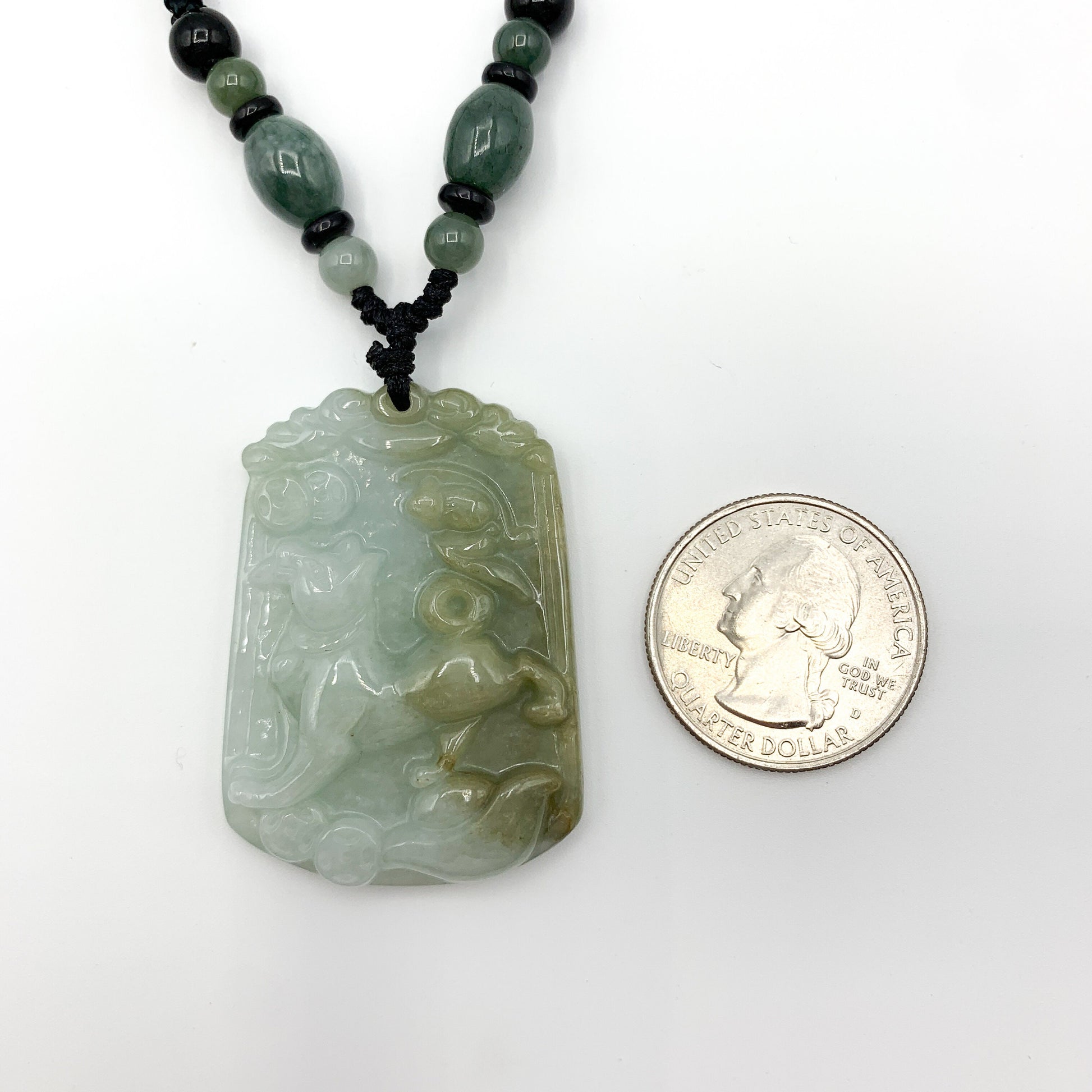 Jadeite Jade Dog Chinese Zodiac Carved Pendant Necklace, YW-0321-1646061450 - AriaDesignCollection