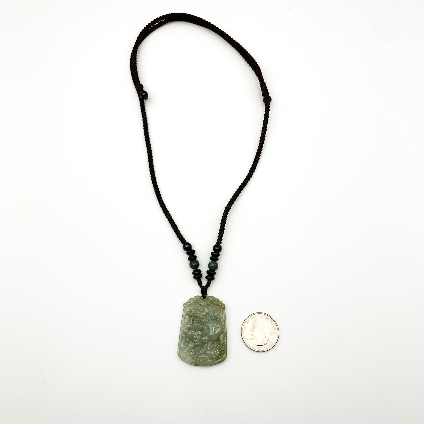 Jadeite Jade Ox Bull Cow Chinese Zodiac Carved Pendant Necklace, YW-0321-1645672473 - AriaDesignCollection