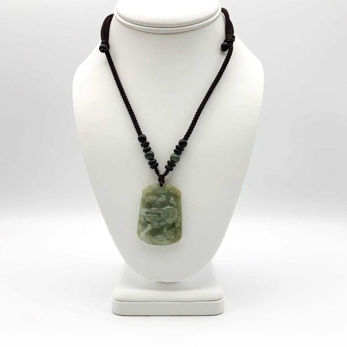 Jadeite Jade Ox Bull Cow Chinese Zodiac Carved Pendant Necklace, YW-0321-1645672473 - AriaDesignCollection