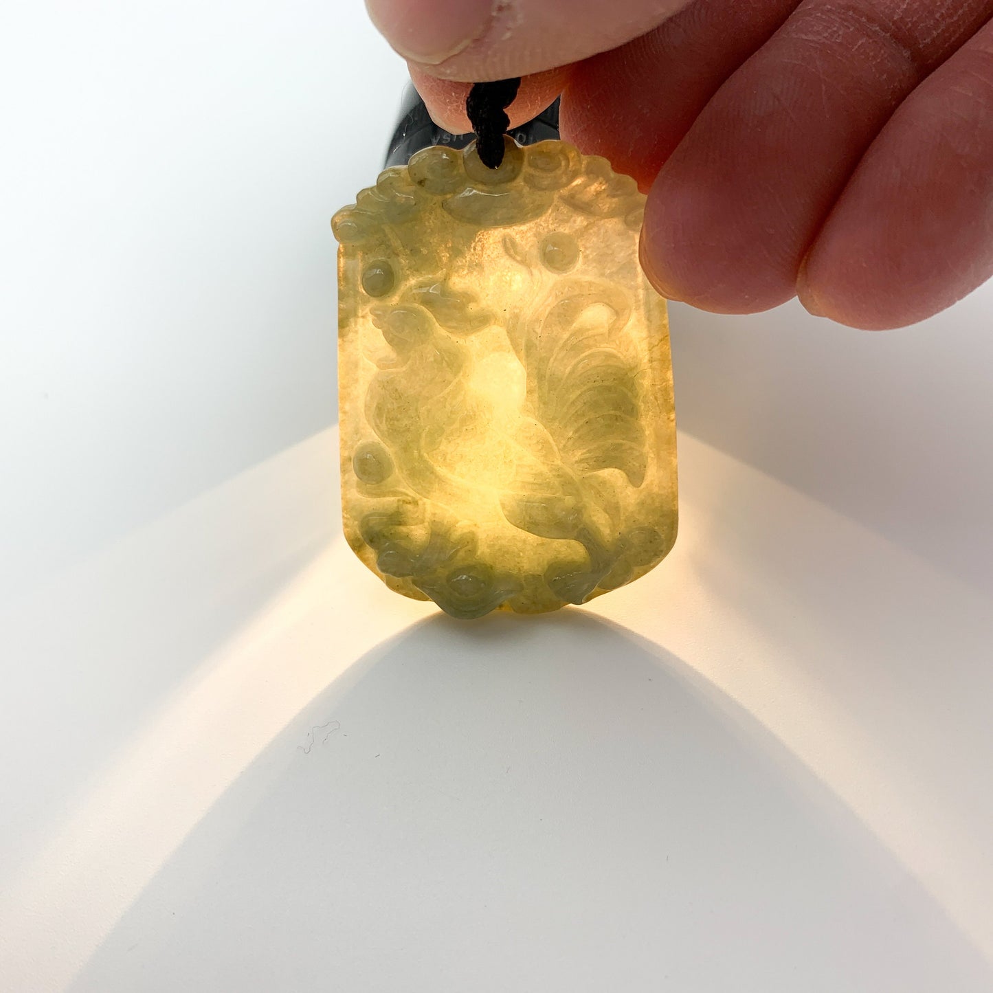 Jadeite Jade Rooster Chicken Chinese Zodiac Carved Rustic Pendant Necklace, YW-0321-1645944488 - AriaDesignCollection