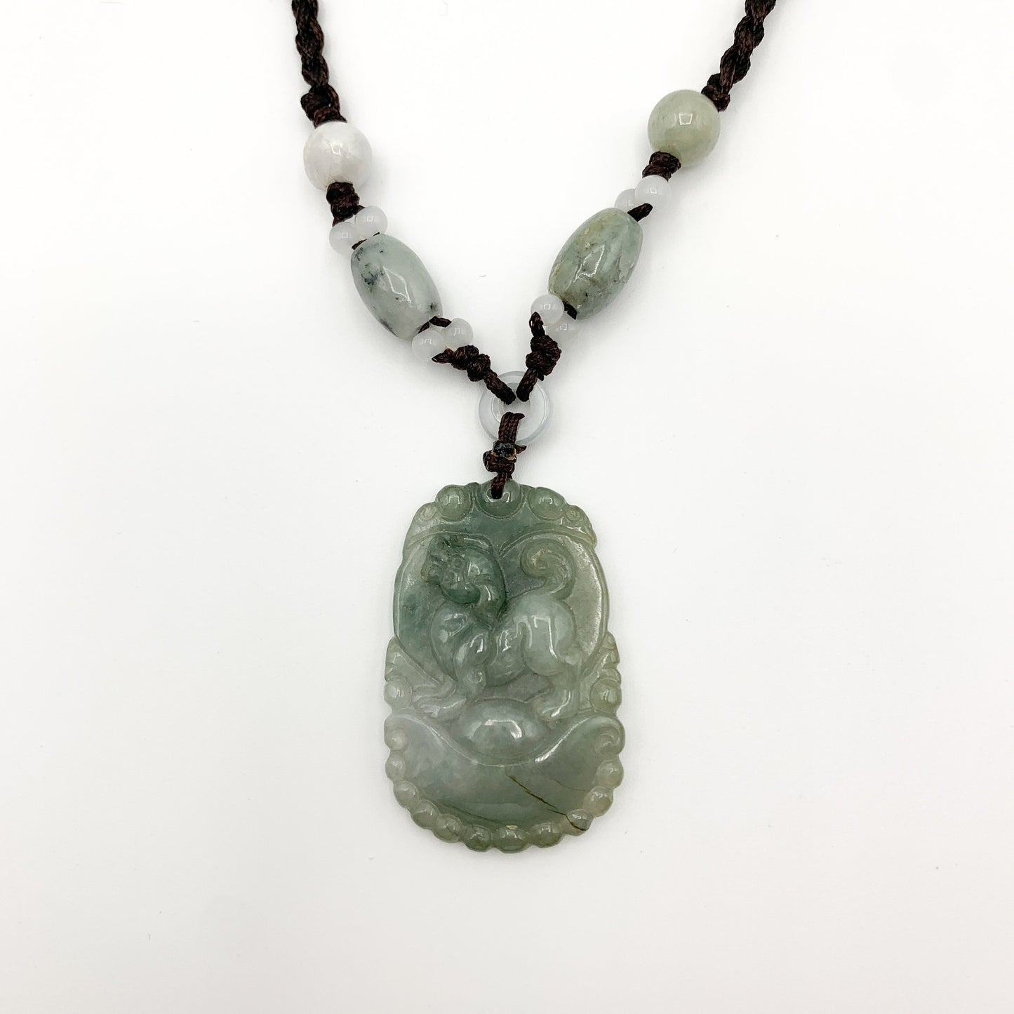 Jadeite Jade Dog Chinese Zodiac Hand Carved Pendant Necklace, YW-0110-1647127335 - AriaDesignCollection
