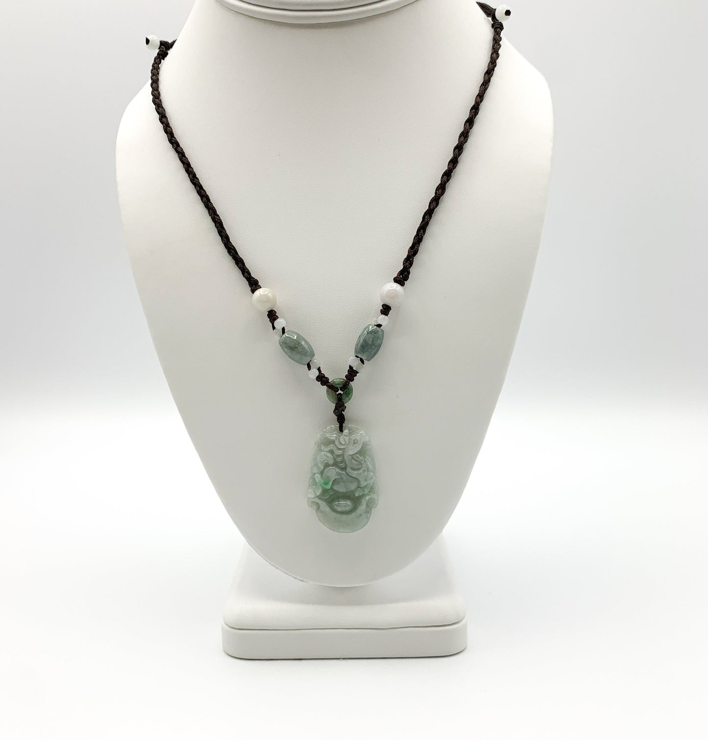 Horse Jade Chinese Zodiac Rustic Carved Pendant Necklace, YW-0321-1645571195 - AriaDesignCollection