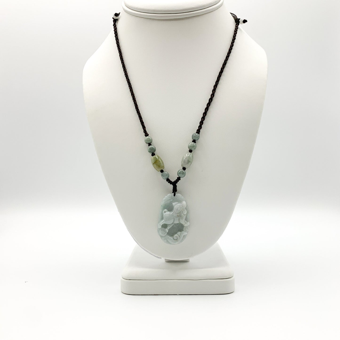 Jadeite Jade Dog Chinese Zodiac Hand Carved Pendant Necklace, YW-0321-1645917758 - AriaDesignCollection