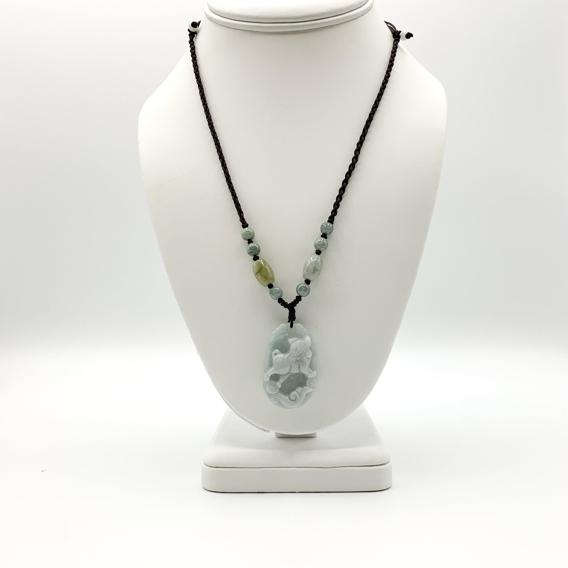 Jadeite Jade Dog Chinese Zodiac Hand Carved Pendant Necklace, YW-0321-1645917758 - AriaDesignCollection