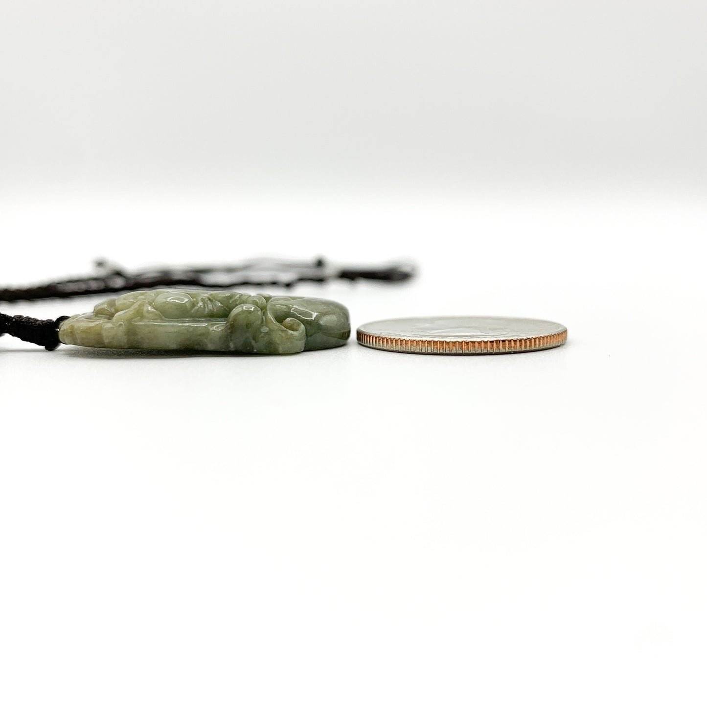 Jadeite Jade Pig Boar Chinese Zodiac Carved Rustic Pendant Necklace, YW-0110-1645917423 - AriaDesignCollection